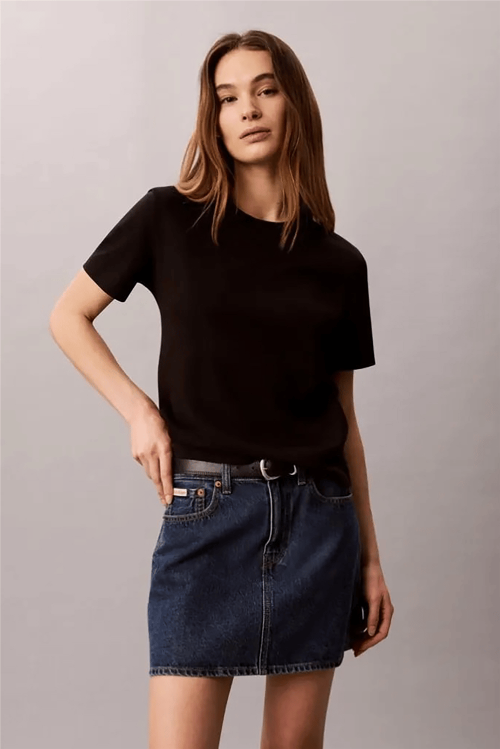 Calvin Klein A - Ss Classic 20S Jsy Logo Grap Kadın Bisiklet Yaka T-Shirt Siyah
