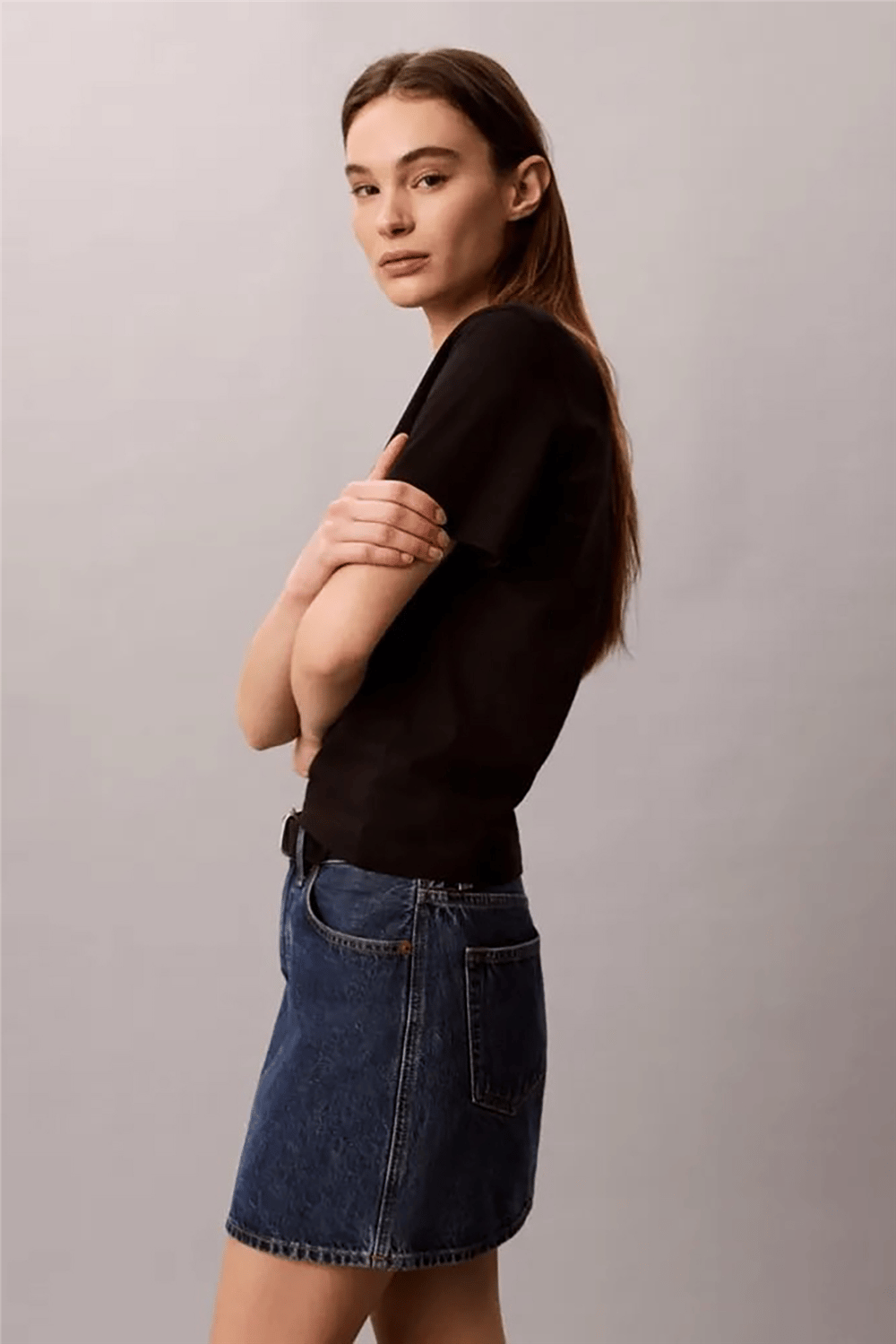 Calvin Klein A - Ss Classic 20S Jsy Logo Grap Kadın Bisiklet Yaka T-Shirt Siyah