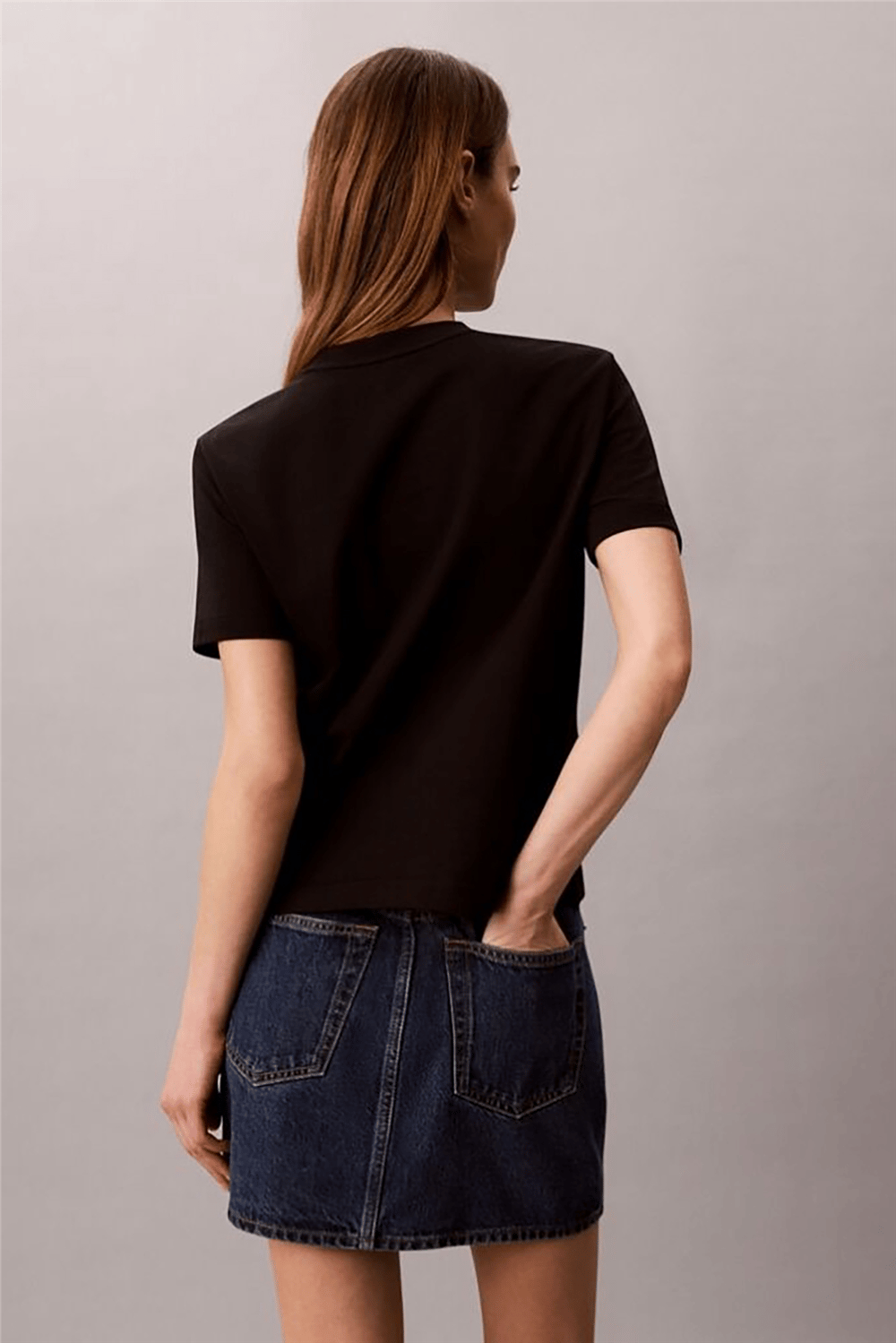 Calvin Klein A - Ss Classic 20S Jsy Logo Grap Kadın Bisiklet Yaka T-Shirt Siyah