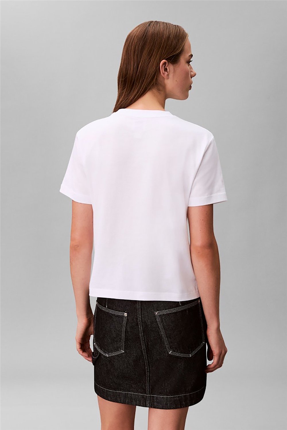 Calvin Klein A - Ss Classic 20S Jsy Logo Grap Kadın Bisiklet Yaka T-Shirt Beyaz