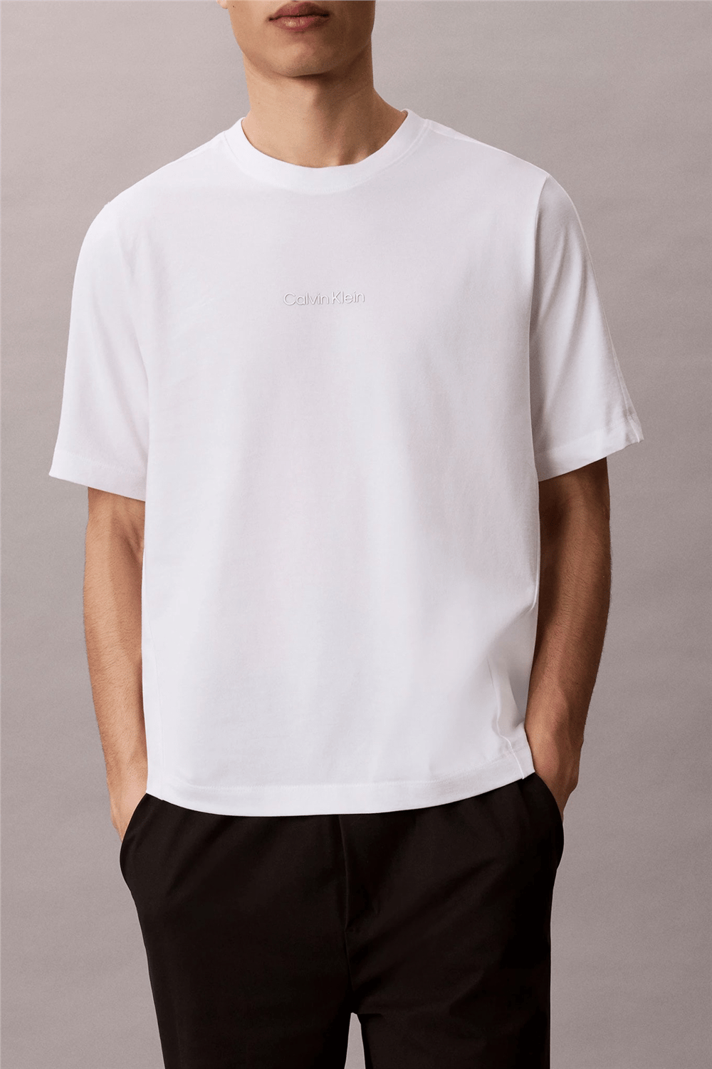 Calvin Klein Active Top Erkek Bisiklet Yaka T-Shirt Beyaz