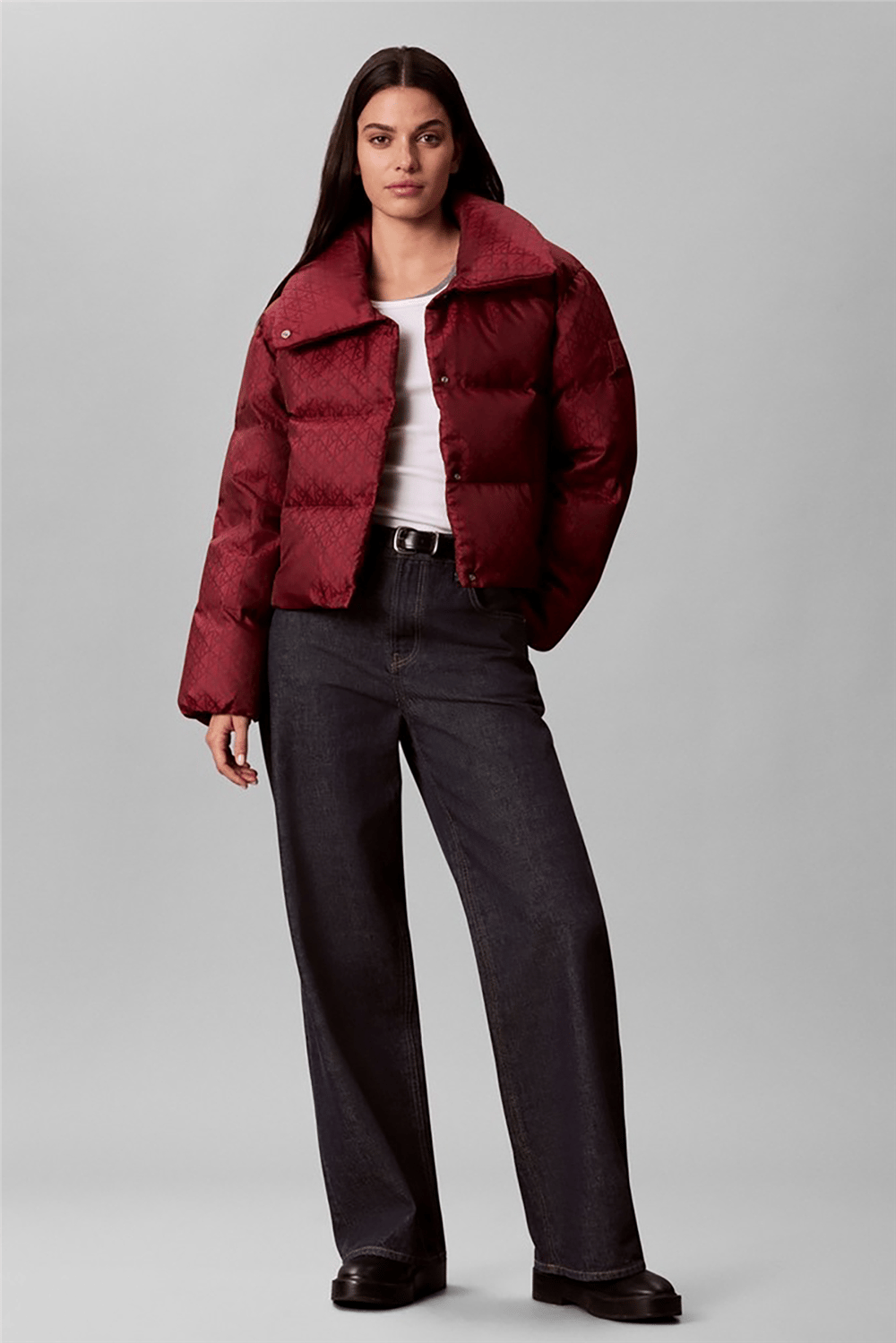 Calvin Klein Aop Jacquard Short Down Puffer Kadın Şişme Mont