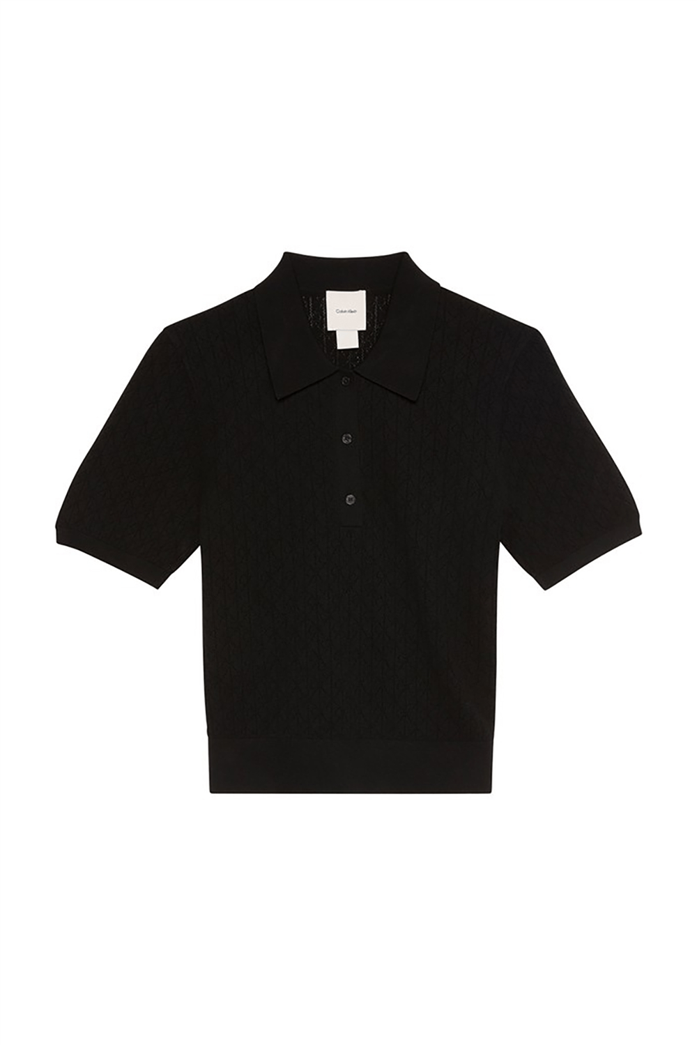Calvin Klein Aop Pointelle Polo Kadın Triko Siyah