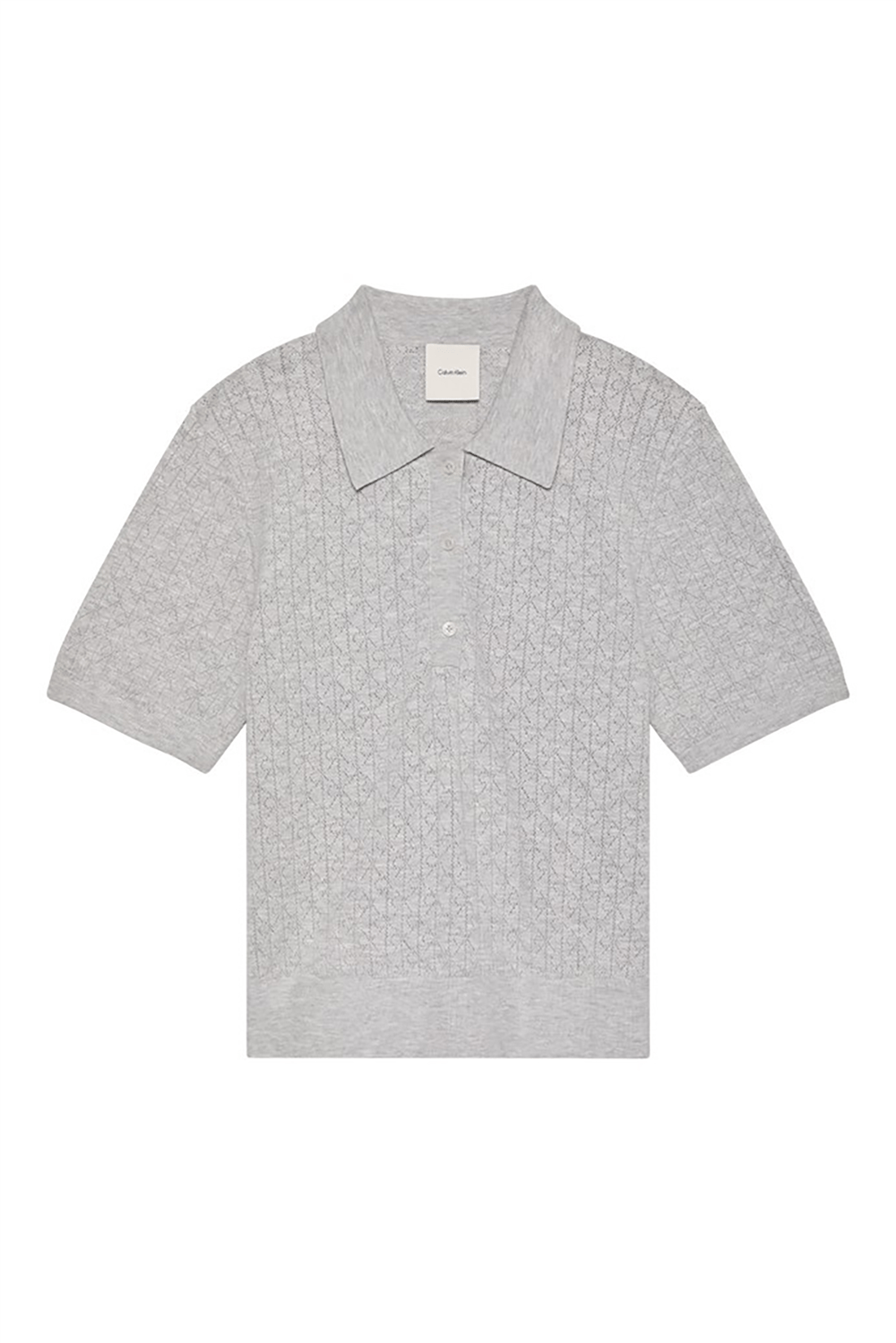 Calvin Klein Aop Pointelle Polo Kadın Triko Gri