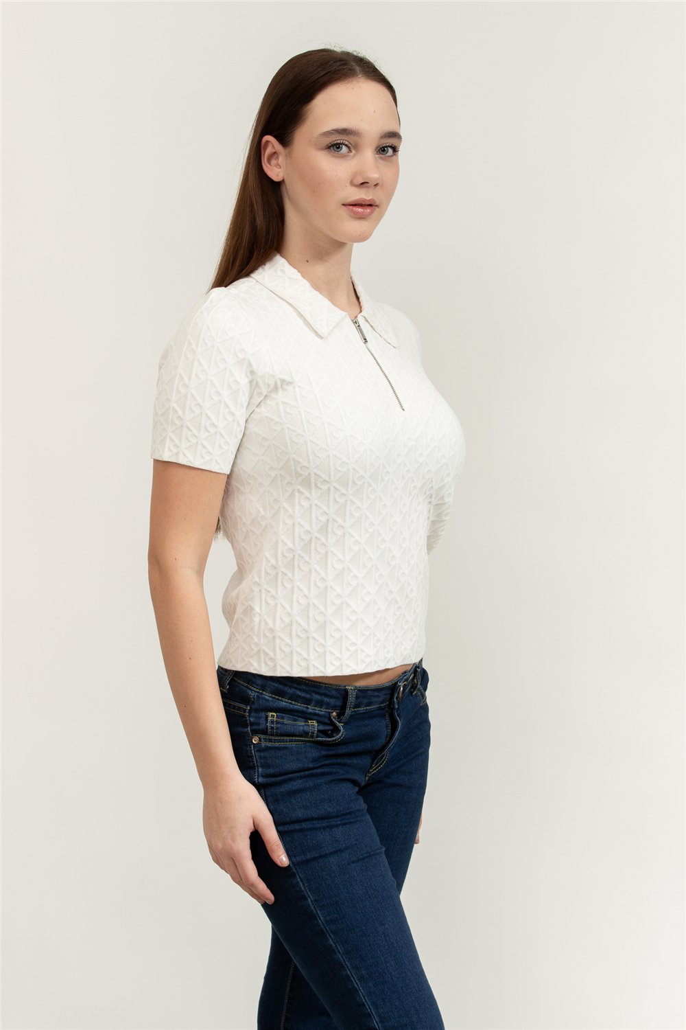 Calvin Klein Aop Textured SS Top Kadın Triko