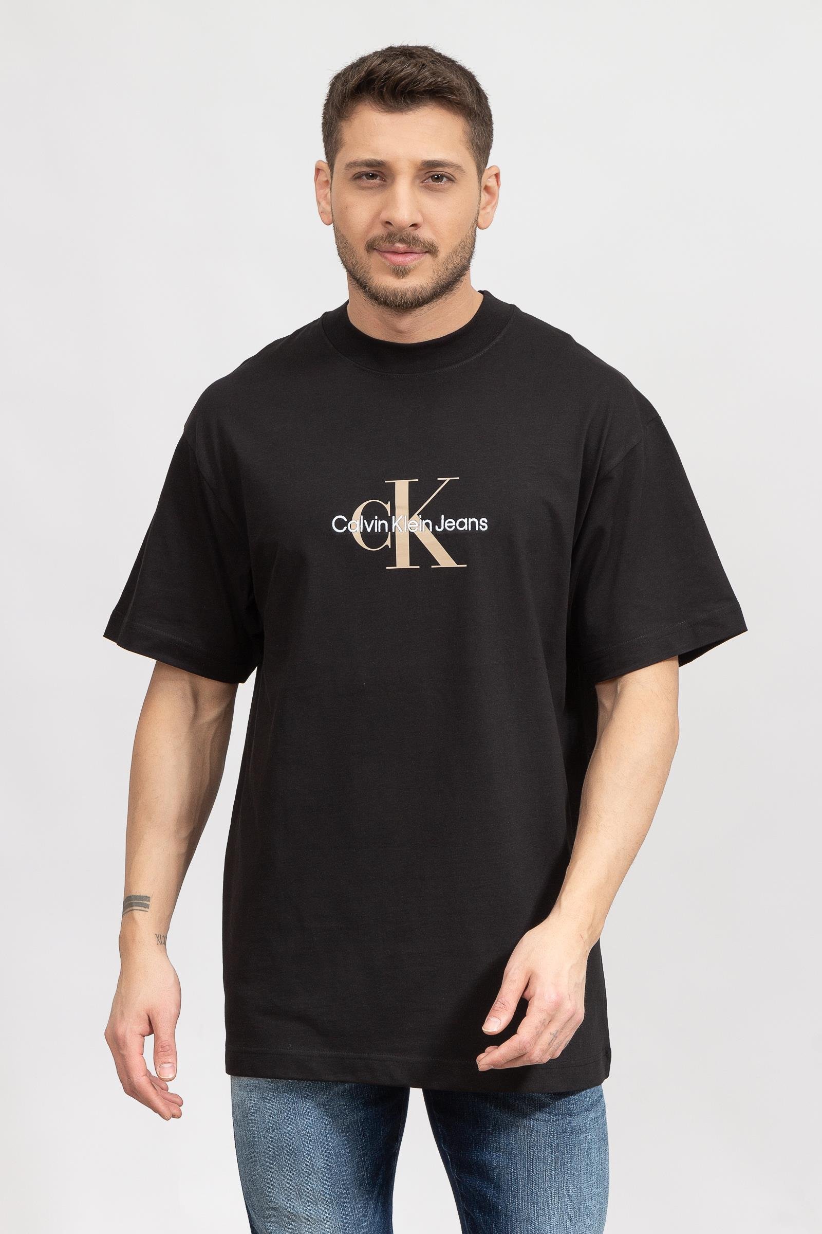 Calvin Klein Archival Monologo Oversized Erkek Bisiklet Yaka T-Shirt