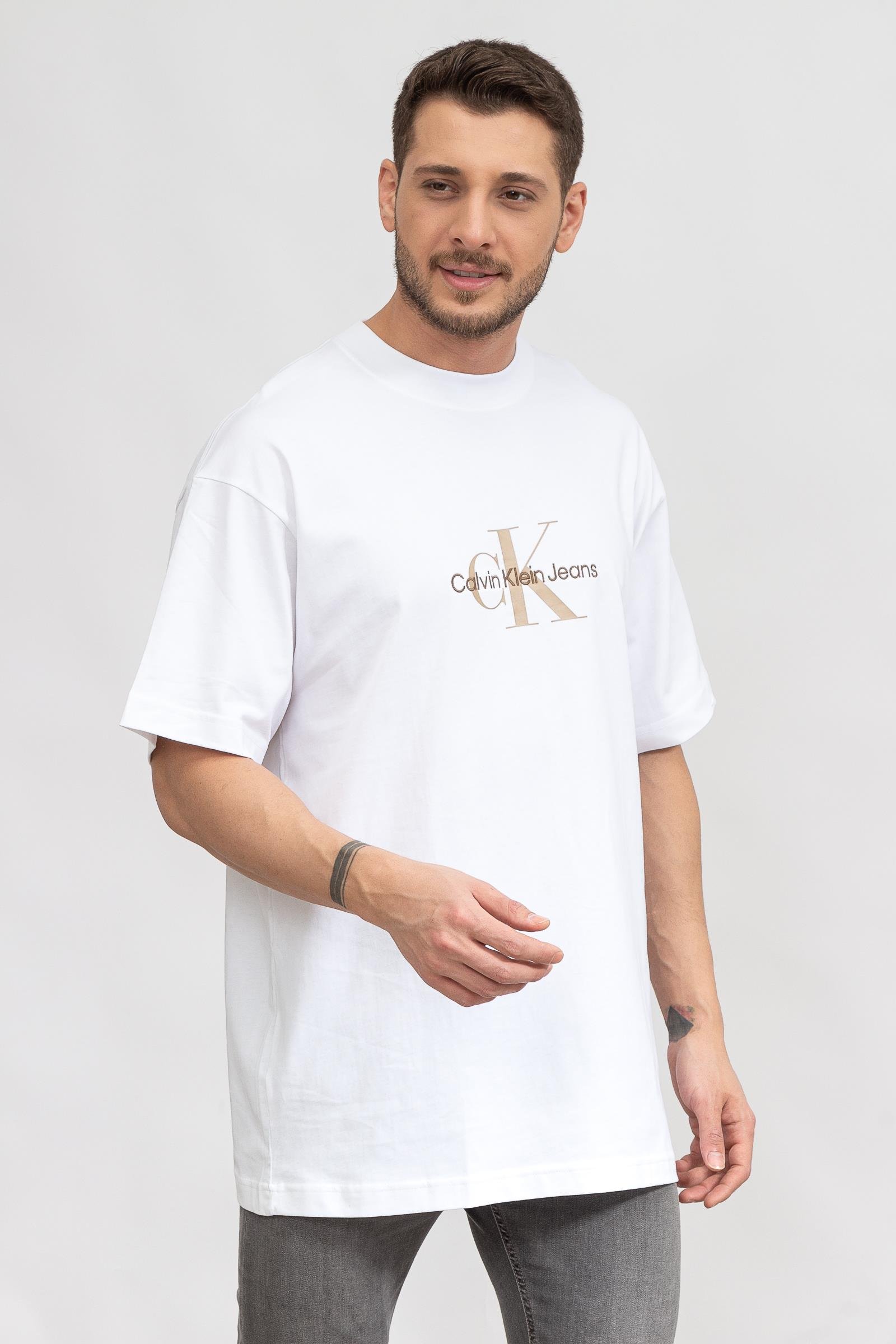 Calvin Klein Archival Monologo Oversized Erkek Bisiklet Yaka T-Shirt