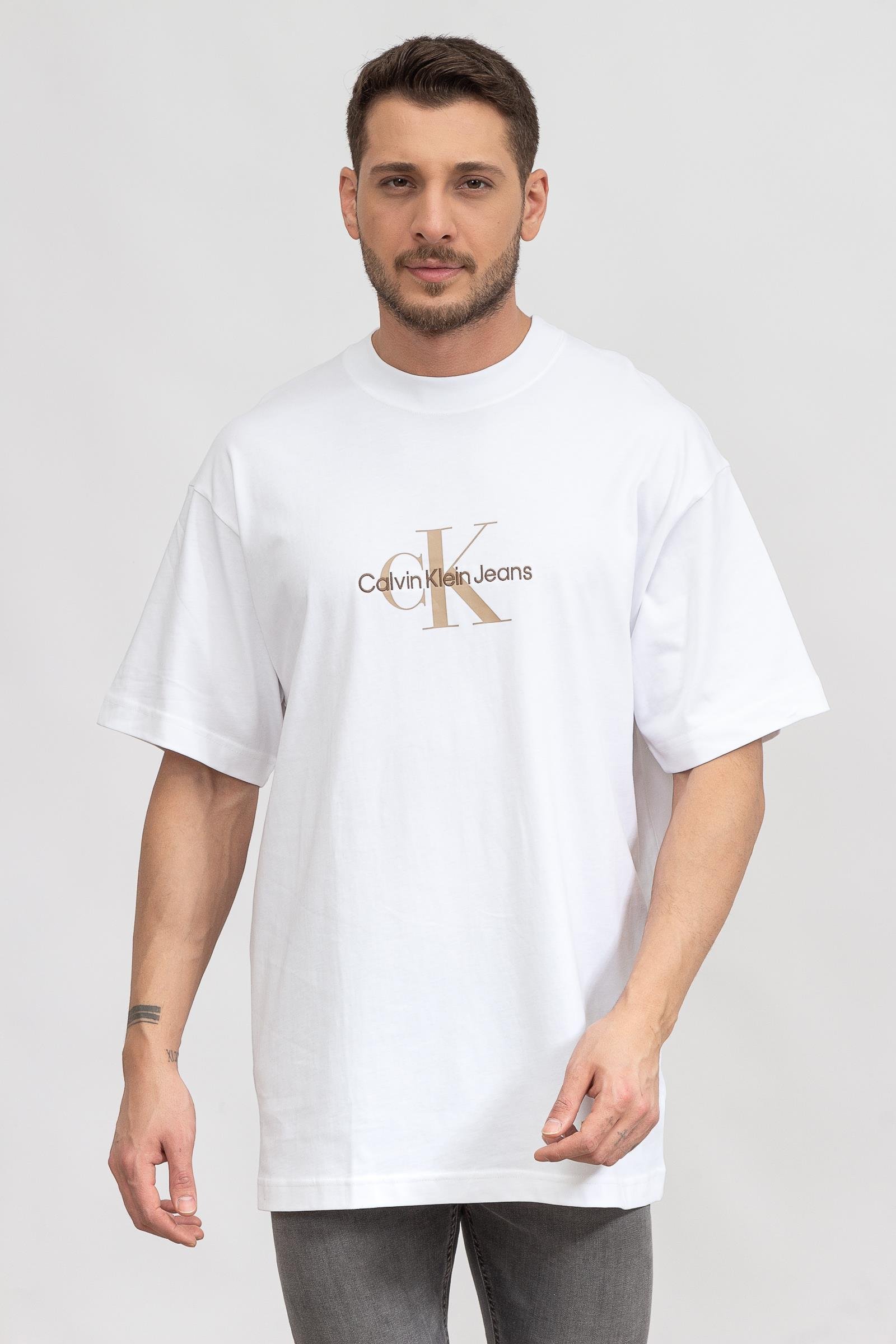 Calvin Klein Archival Monologo Oversized Erkek Bisiklet Yaka T-Shirt