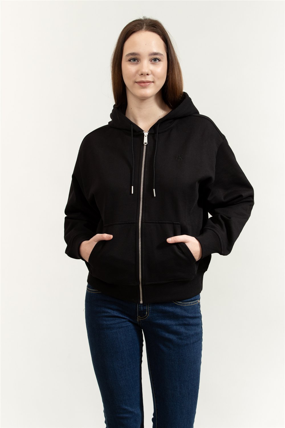 Calvin Klein Archive Logo French Terry Fz Hoo Kadın Fermuarlı Sweatshirt