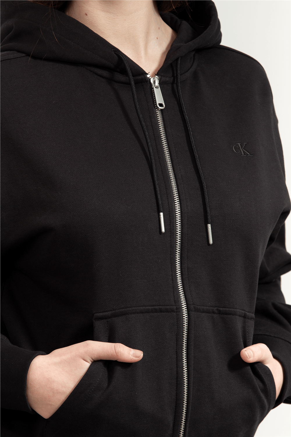 Calvin Klein Archive Logo French Terry Fz Hoo Kadın Fermuarlı Sweatshirt