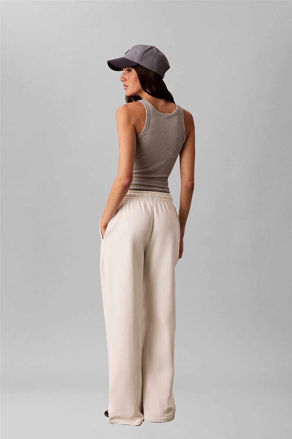 Calvin Klein Baby Terry Seasonal Monologo Pan Kadın Eşofman Altı Beyaz