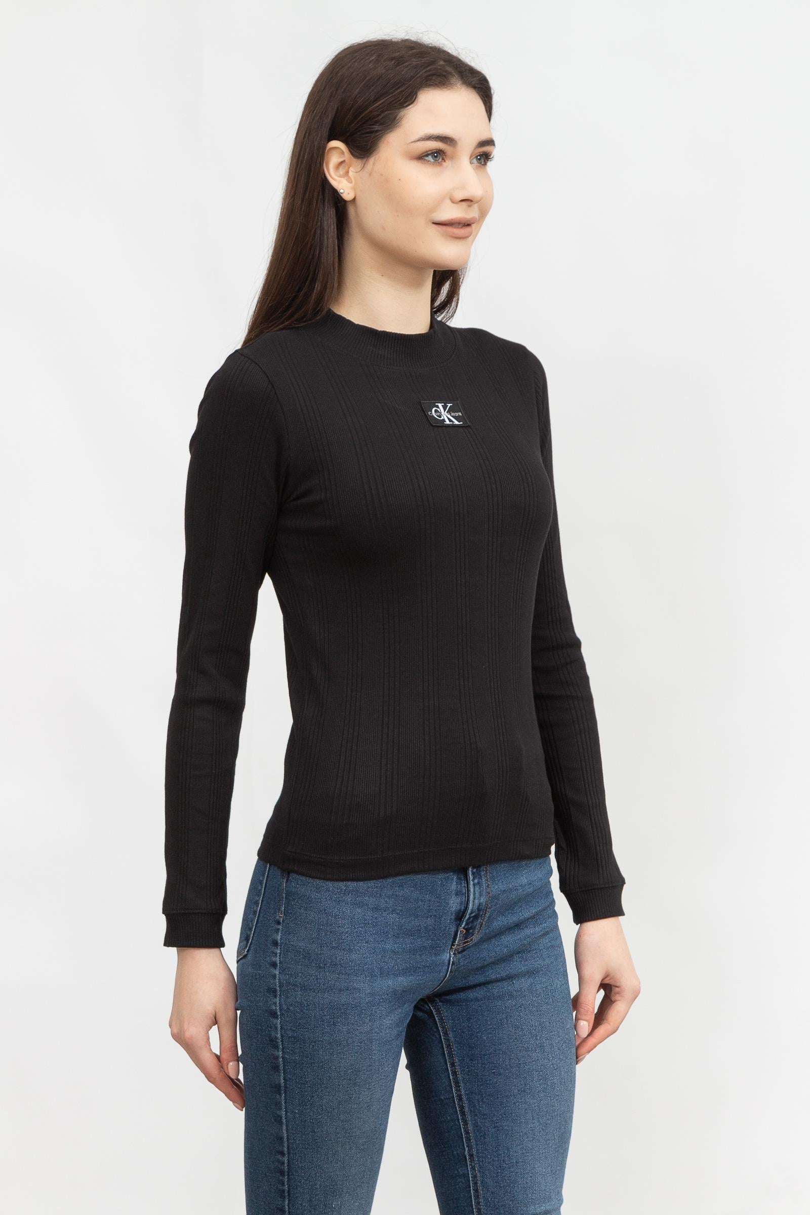 Calvin Klein Badge Rib Long Sleeve Kadın Uzun Kollu T-Shirt