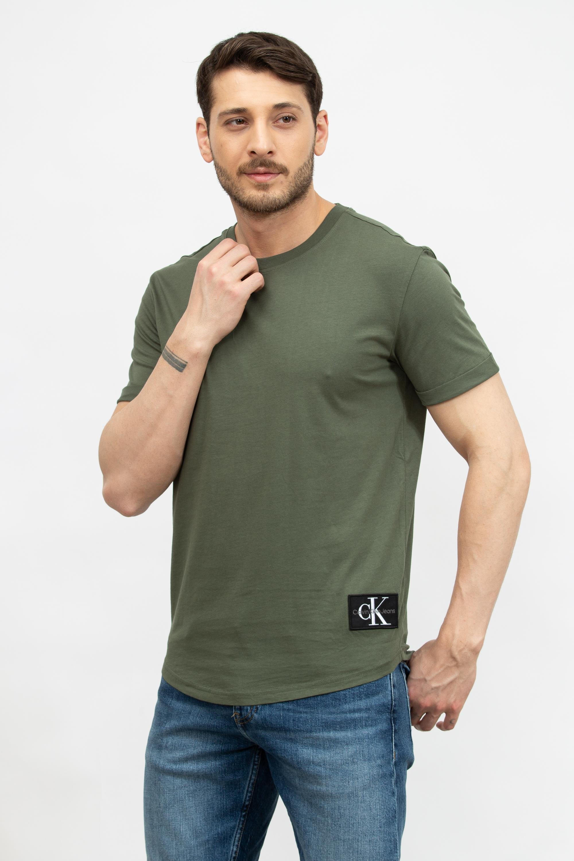 Calvin Klein Badge Turn Up Erkek Bisiklet Yaka T-Shirt