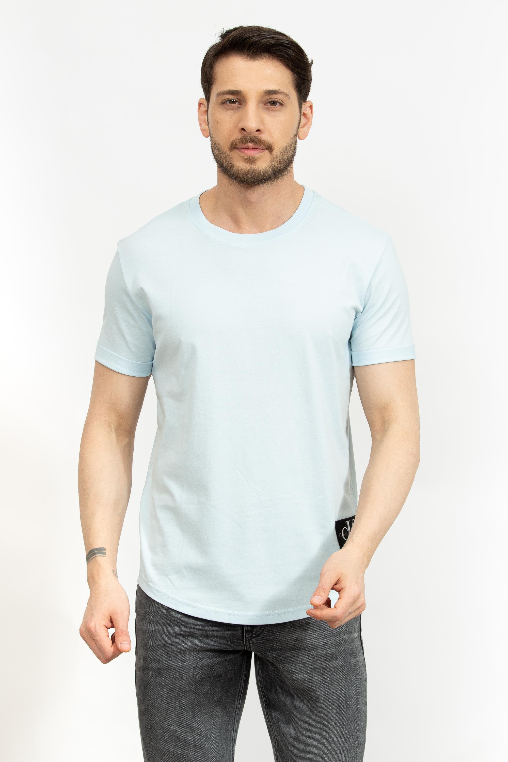 Calvin Klein Badge Turn Up Erkek Bisiklet Yaka T-Shirt