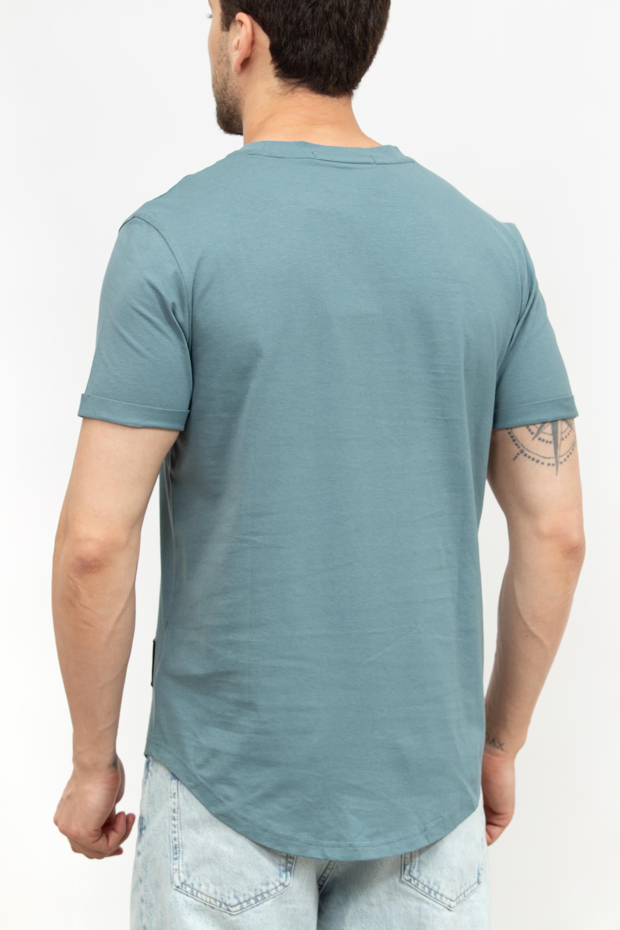 Calvin Klein Badge Turn Up Erkek Bisiklet Yaka T-Shirt