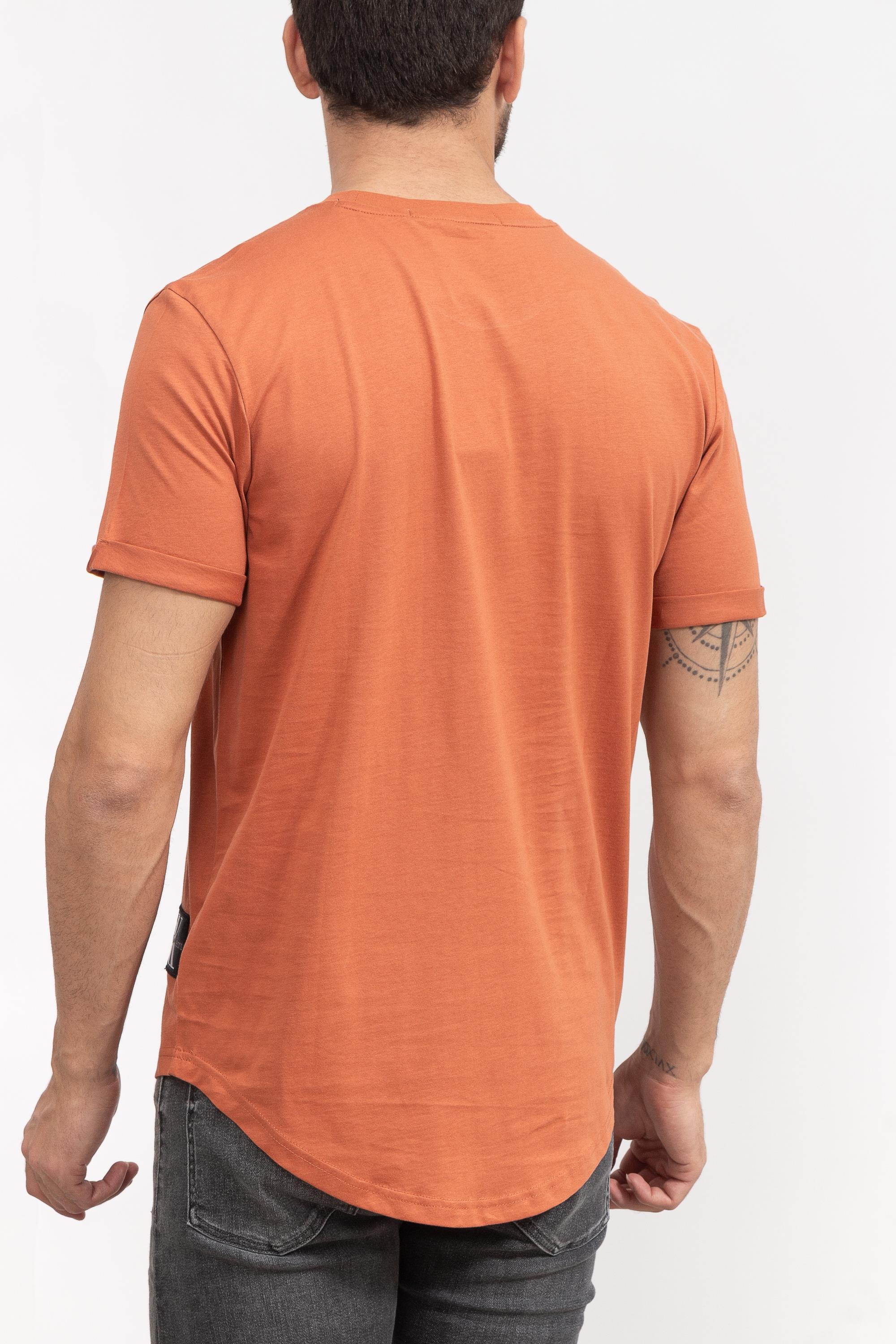 Calvin Klein Badge Turn Up Erkek Bisiklet Yaka T-Shirt