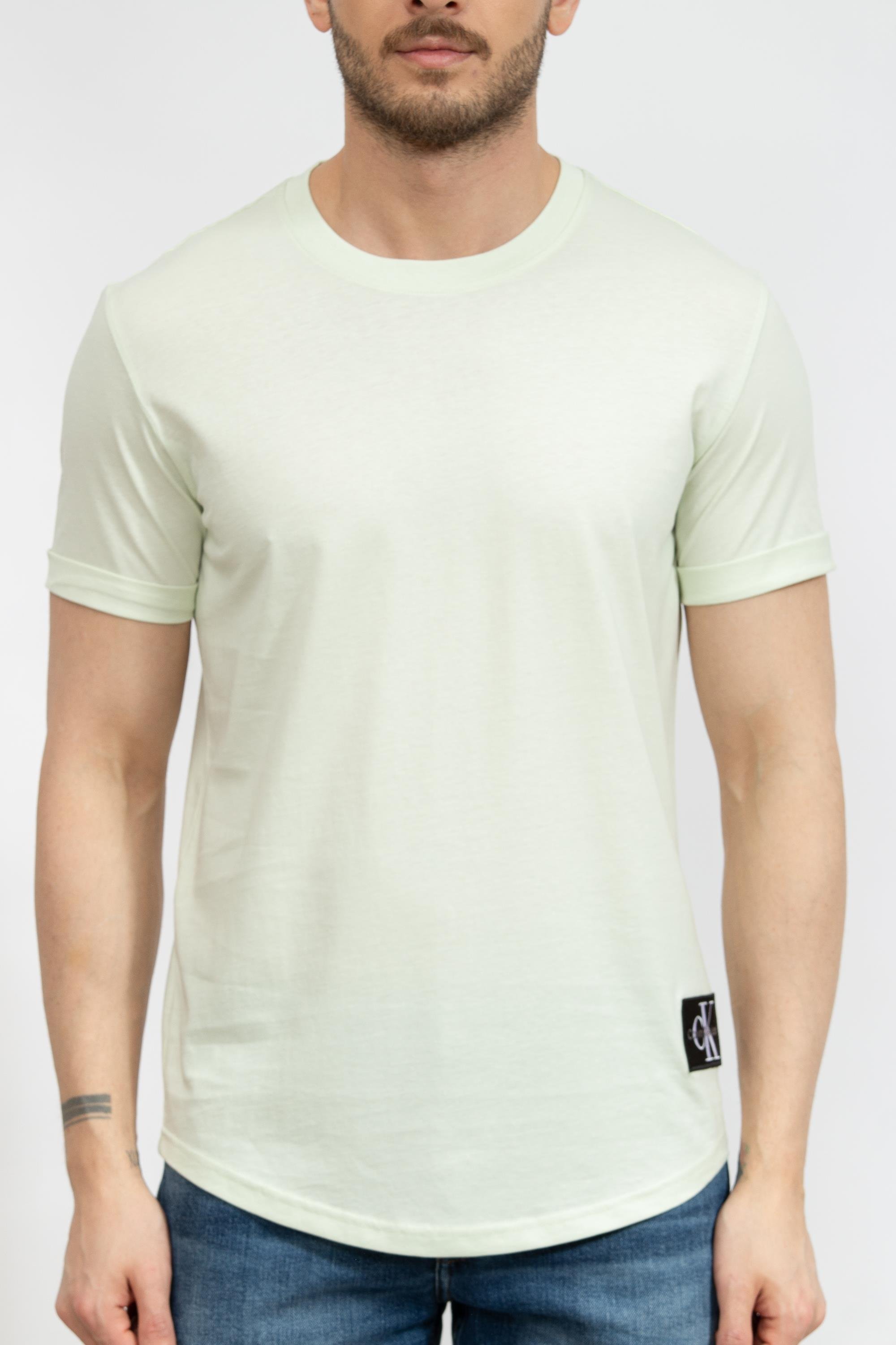 Calvin Klein Badge Turn Up Erkek Bisiklet Yaka T-Shirt