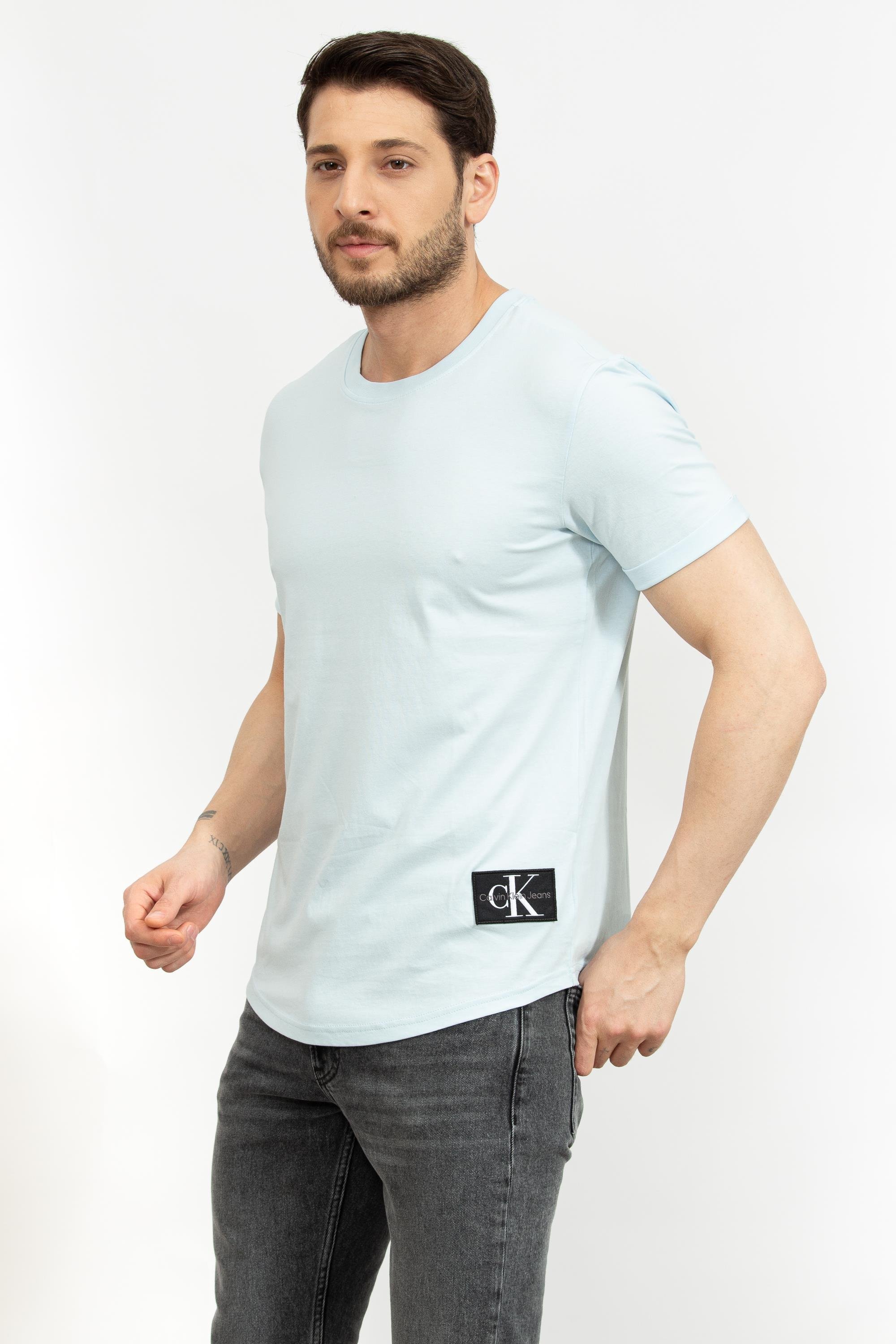 Calvin Klein Badge Turn Up Erkek Bisiklet Yaka T-Shirt