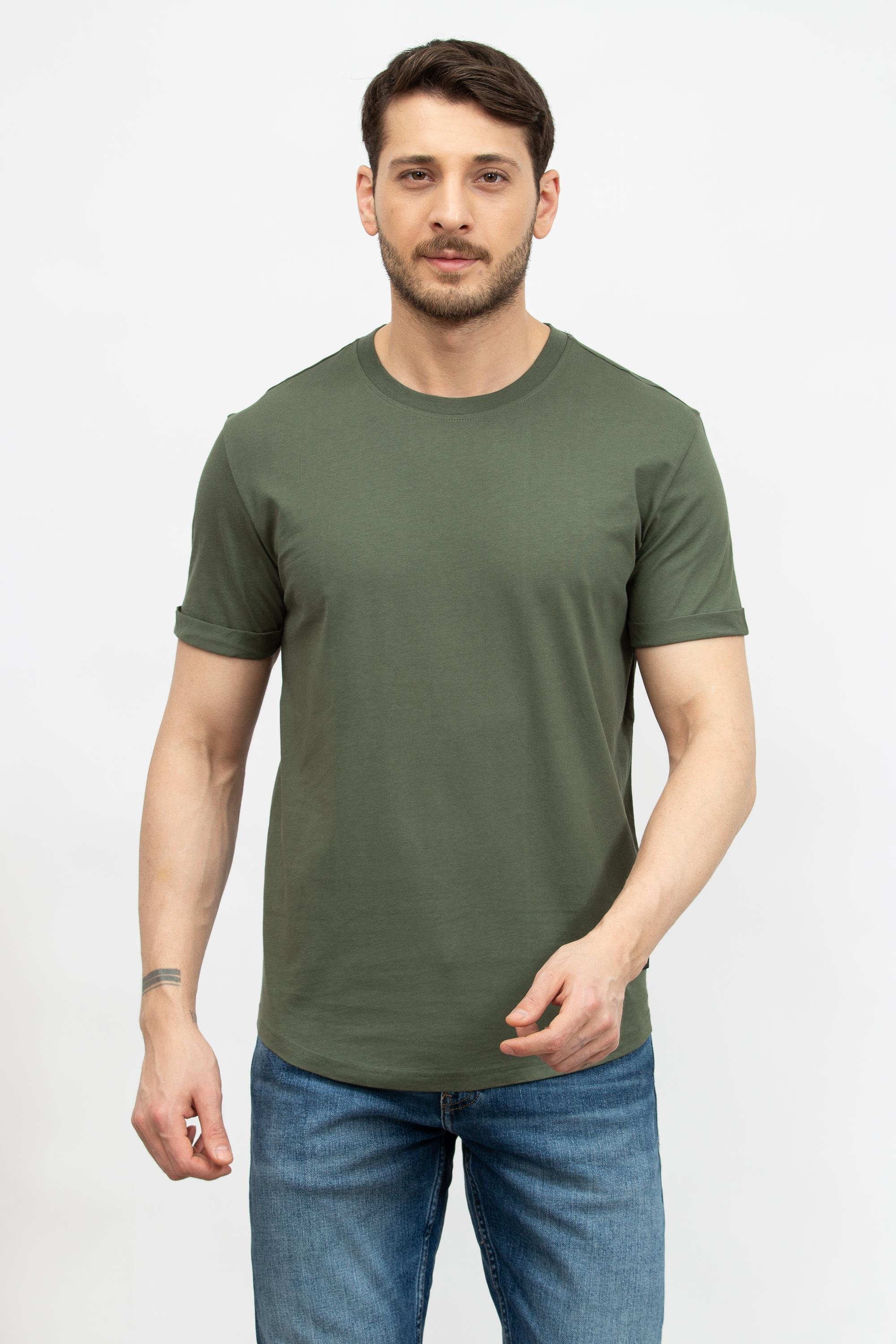 Calvin Klein Badge Turn Up Erkek Bisiklet Yaka T-Shirt