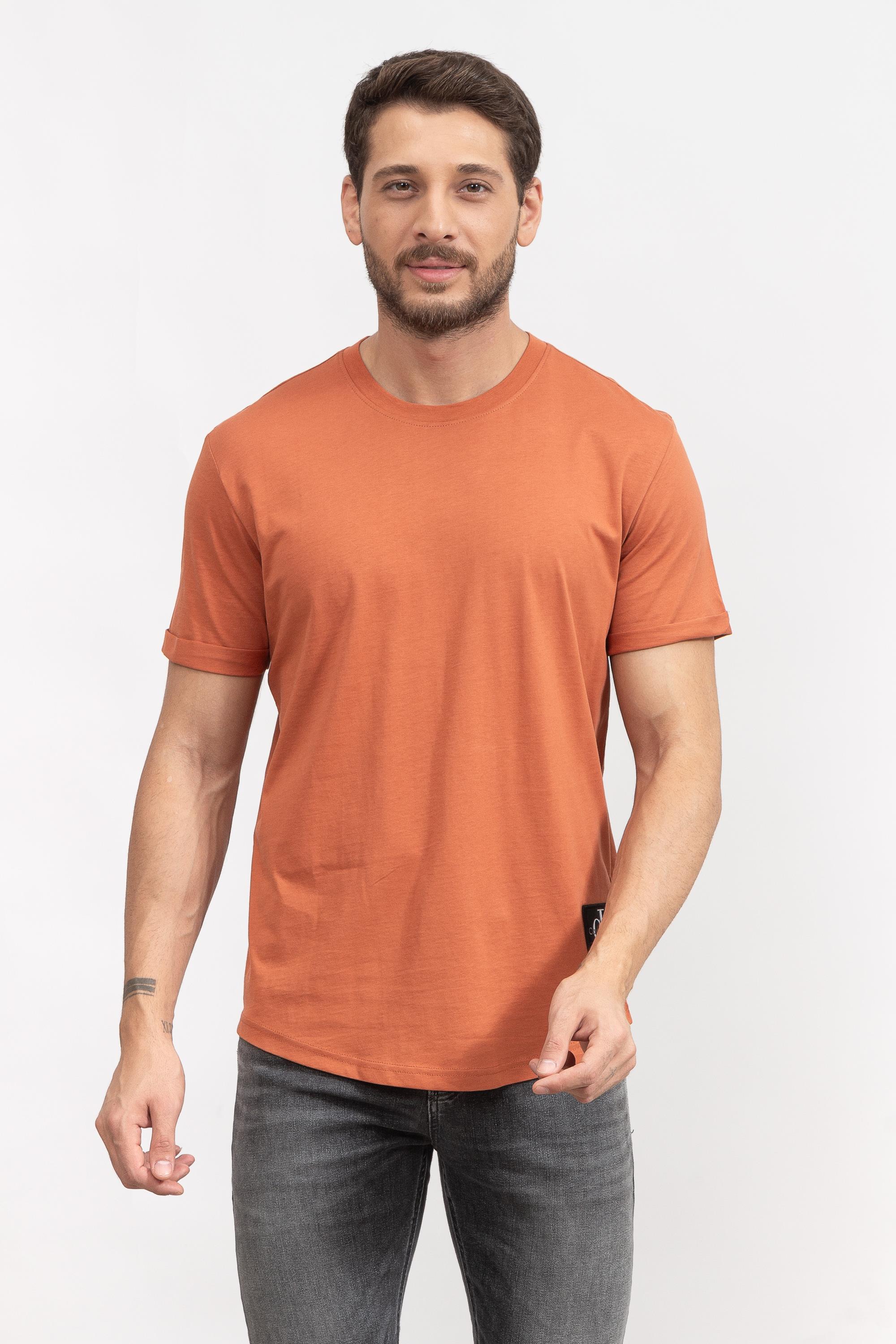 Calvin Klein Badge Turn Up Erkek Bisiklet Yaka T-Shirt