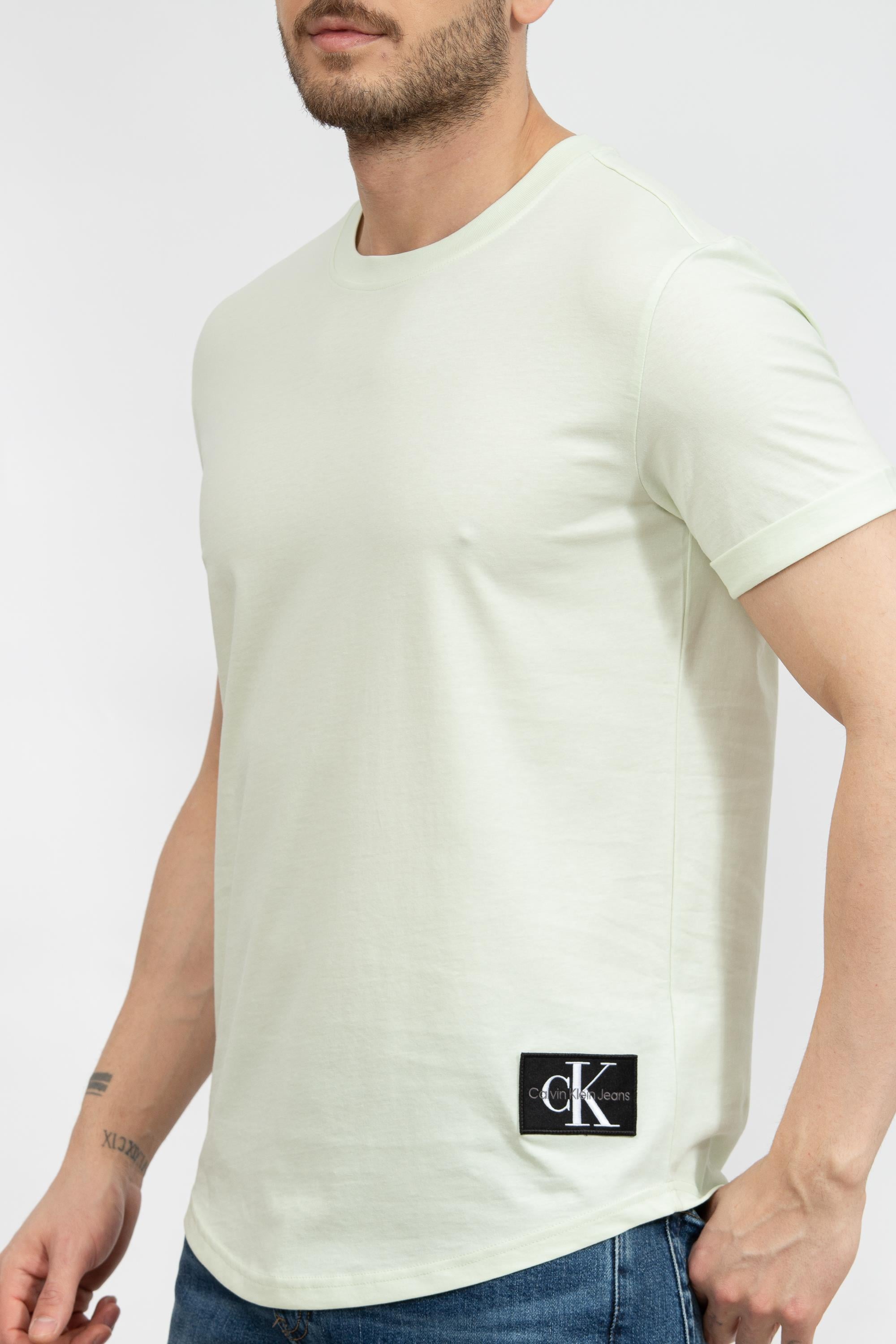 Calvin Klein Badge Turn Up Erkek Bisiklet Yaka T-Shirt