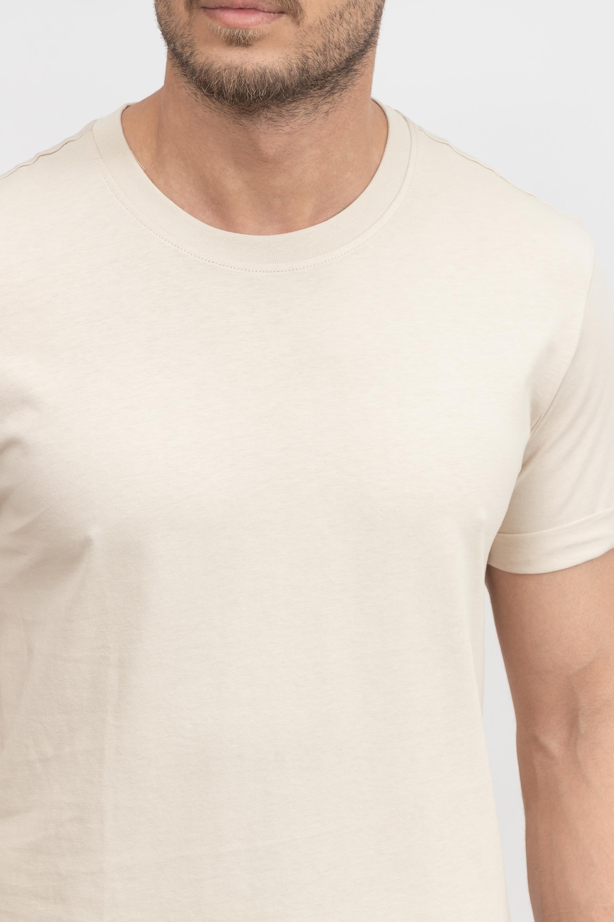 Calvin Klein Badge Turn Up Sleeve Erkek Bisiklet Yaka T-Shirt