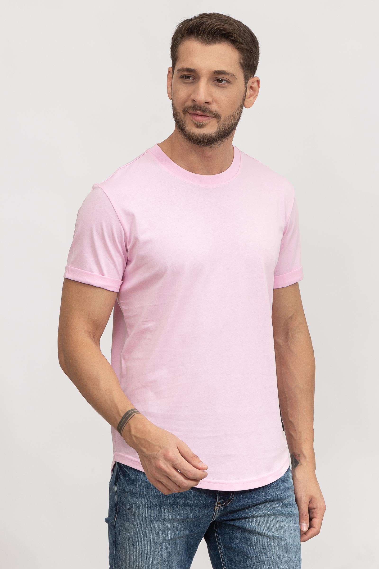 Calvin Klein Badge Turn Up Sleeve Erkek Bisiklet Yaka T-Shirt
