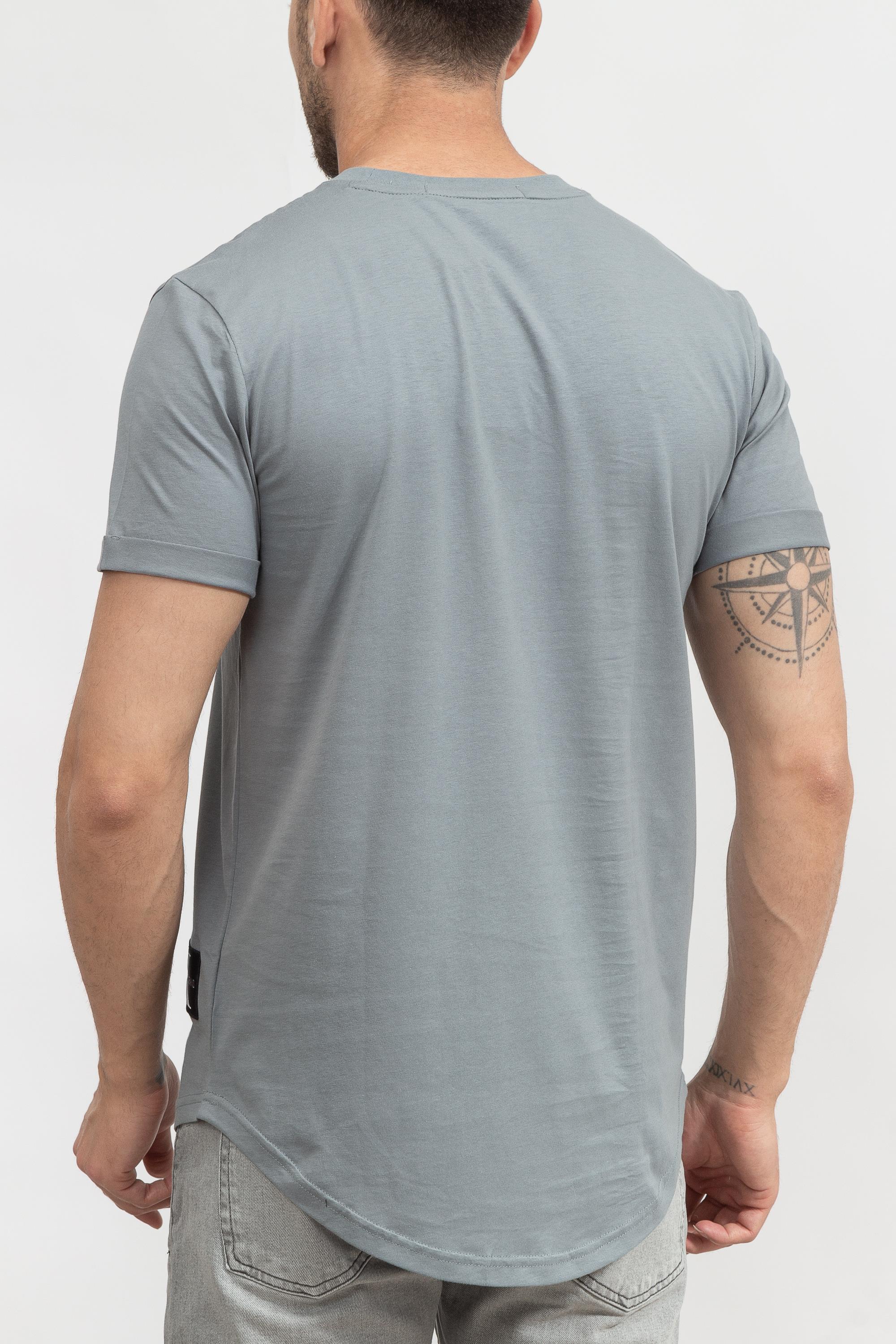 Calvin Klein Badge Turn Up Sleeve Erkek Bisiklet Yaka T-Shirt