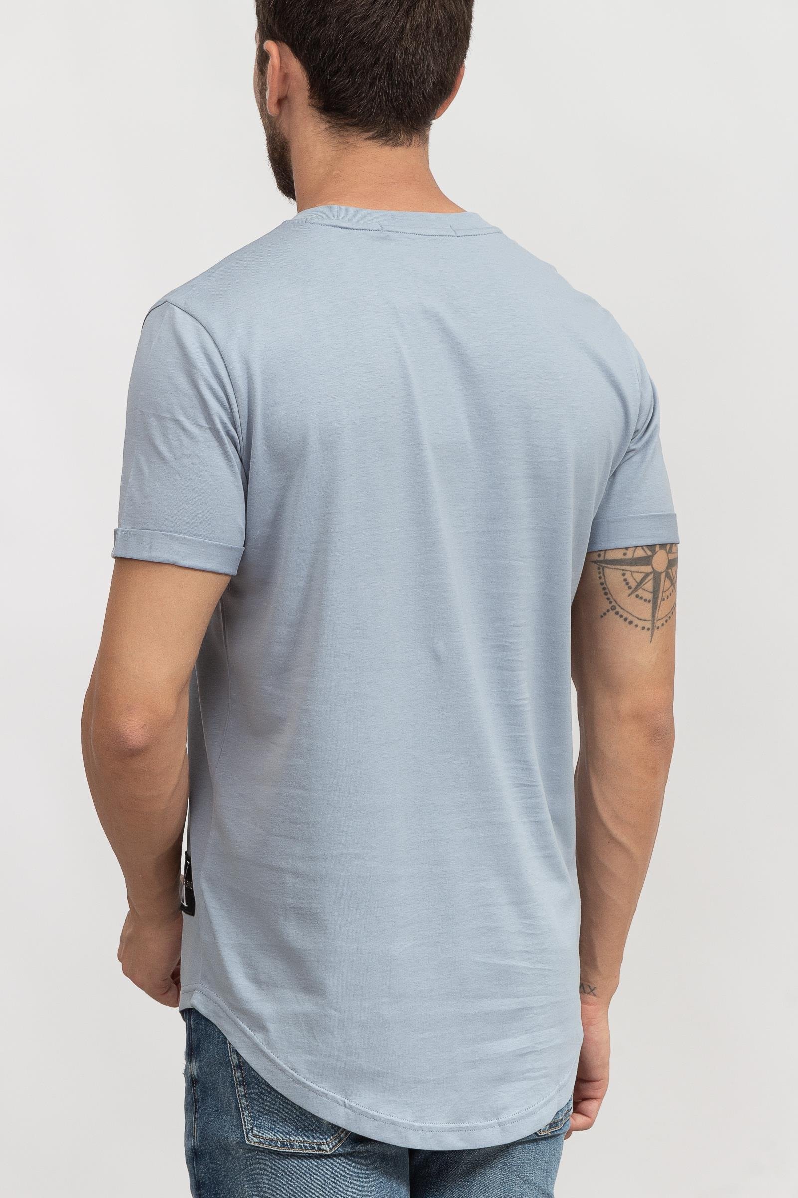 Calvin Klein Badge Turn Up Sleeve Erkek Bisiklet Yaka T-Shirt