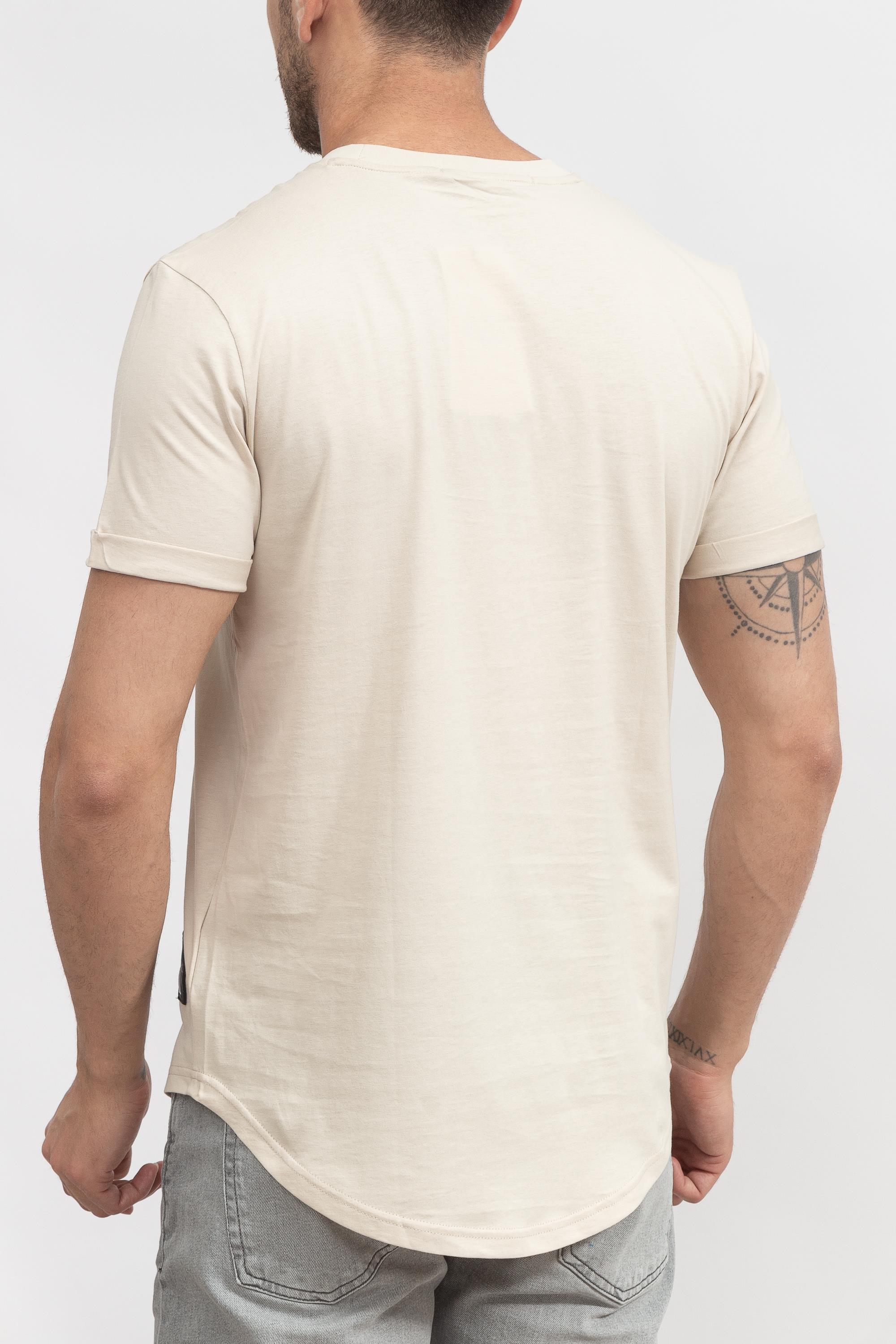 Calvin Klein Badge Turn Up Sleeve Erkek Bisiklet Yaka T-Shirt