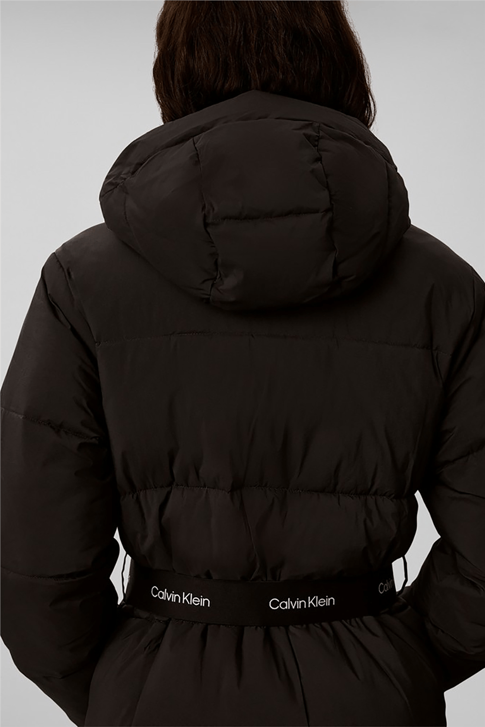 Calvin Klein Belted Midweight Long Puffer Kadın Mont Siyah