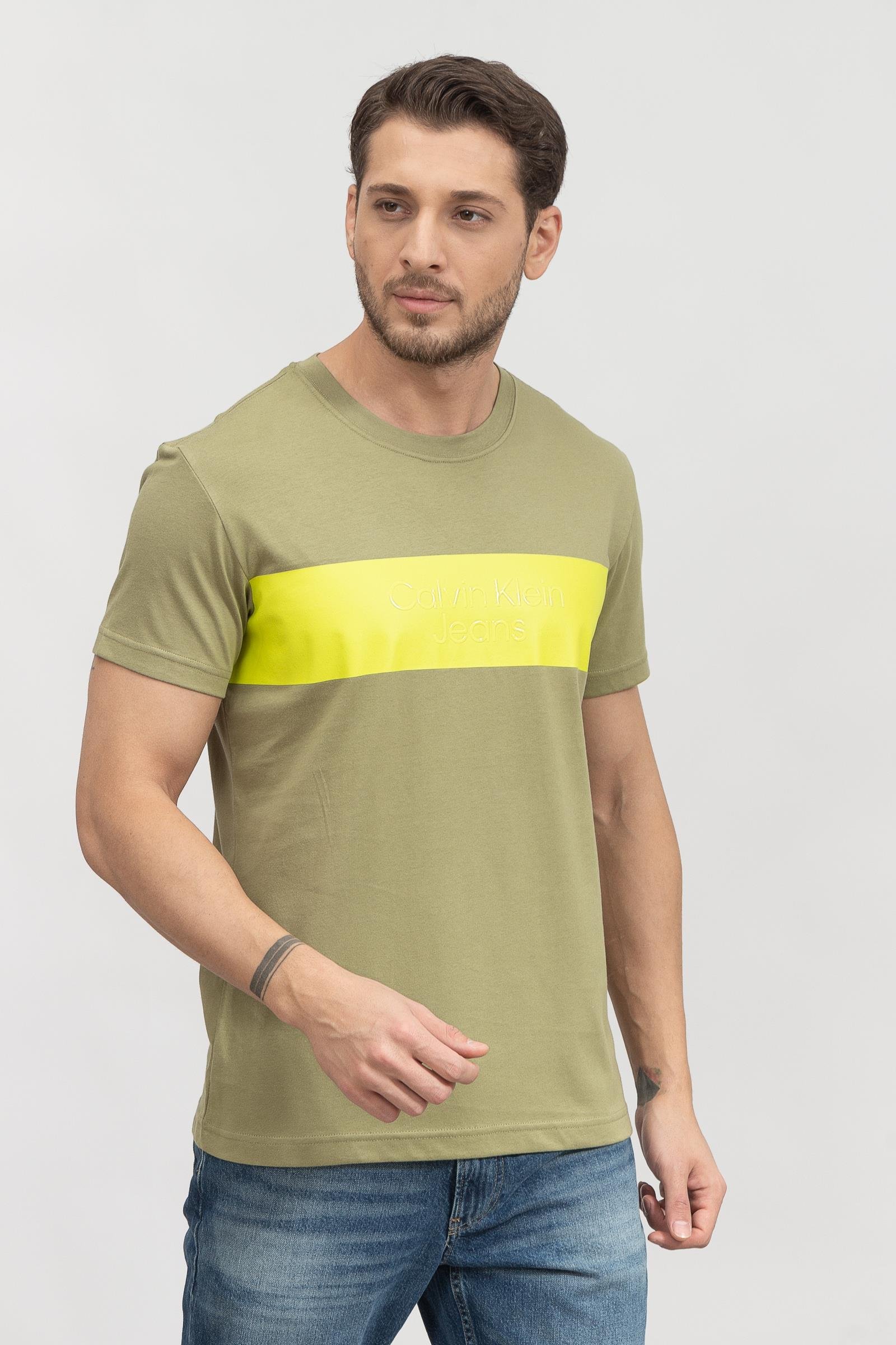 Calvin Klein Blocking institutional Tee Erkek Bisiklet Yaka T-Shirt