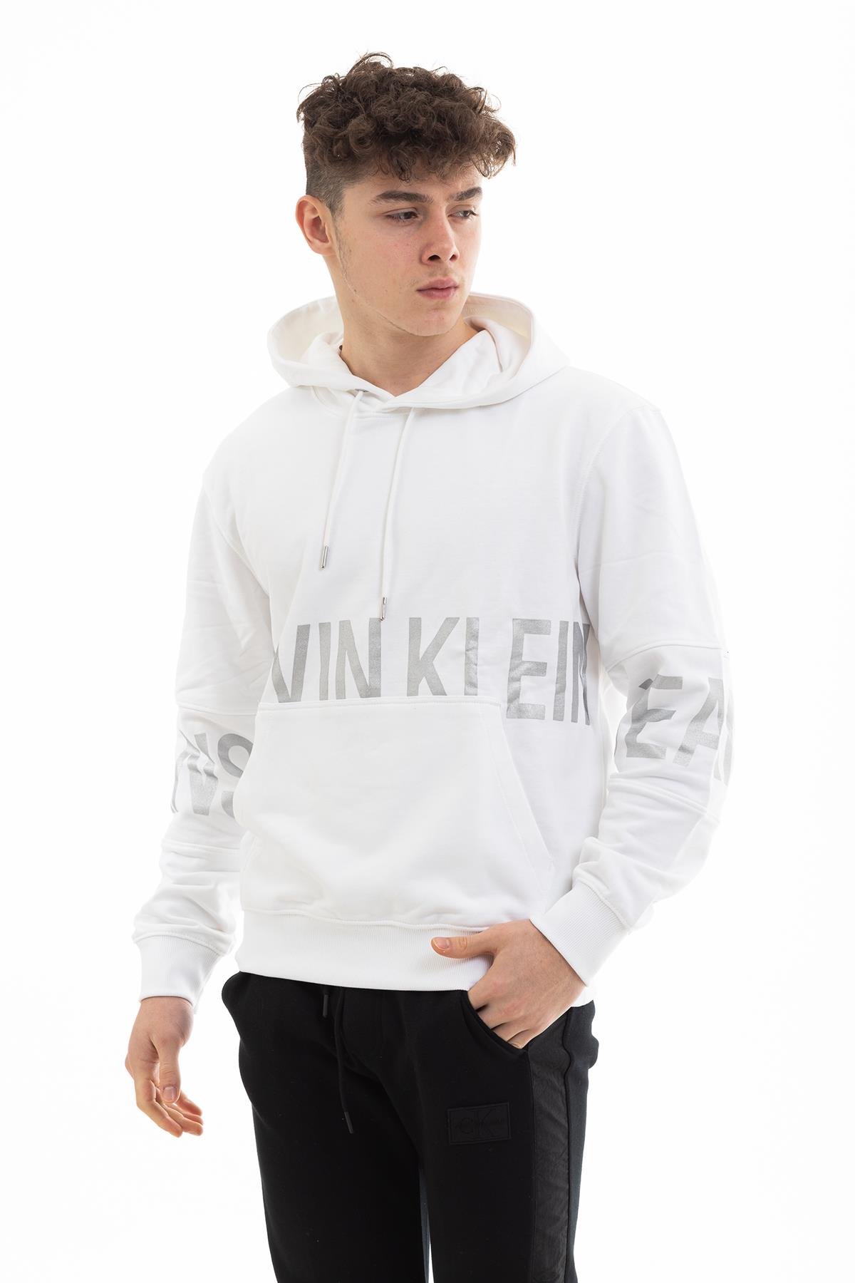 Calvin Klein Blocking Logo Erkek Kapüşonlu Sweatshirt