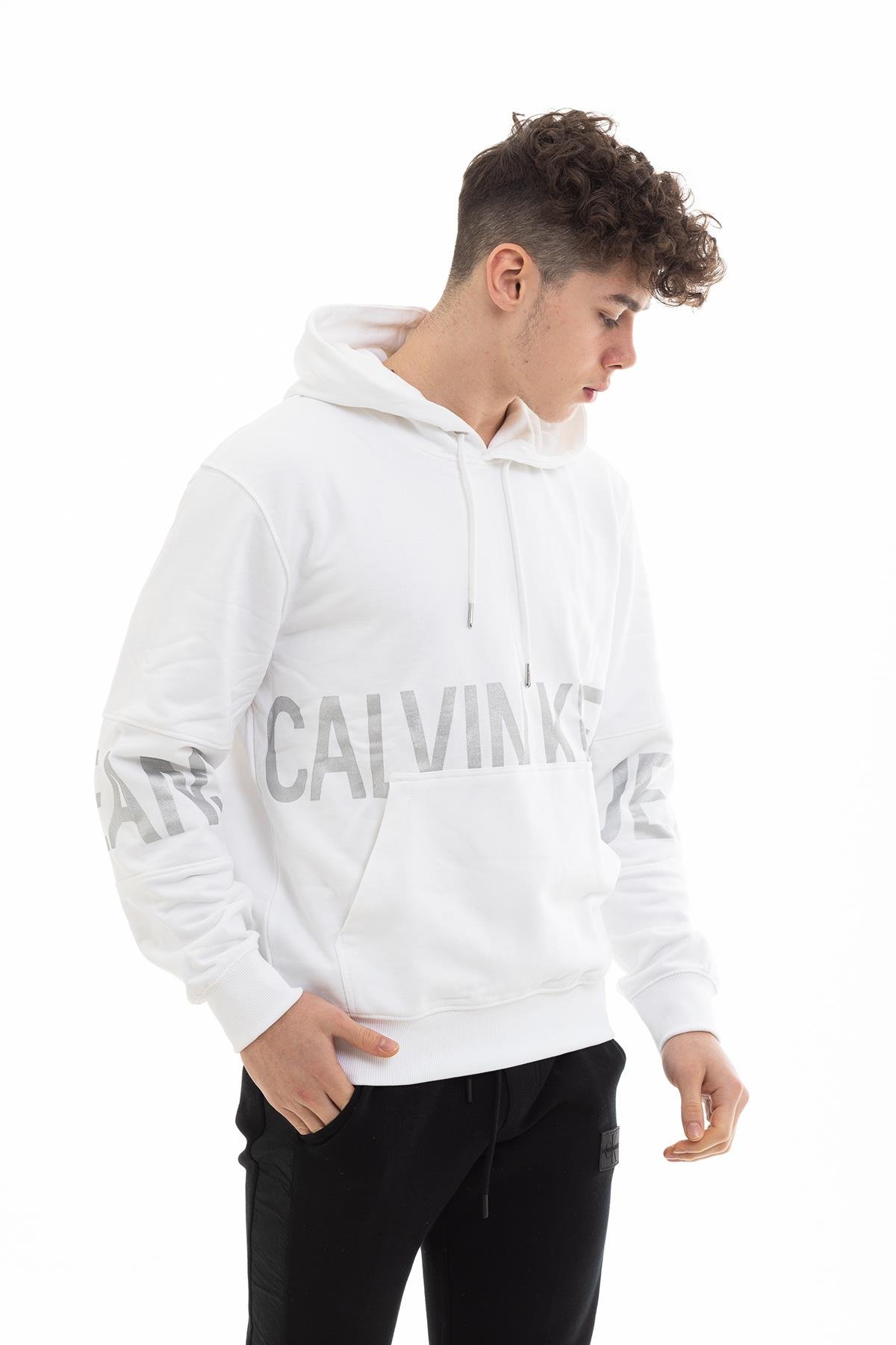 Calvin Klein Blocking Logo Erkek Kapüşonlu Sweatshirt
