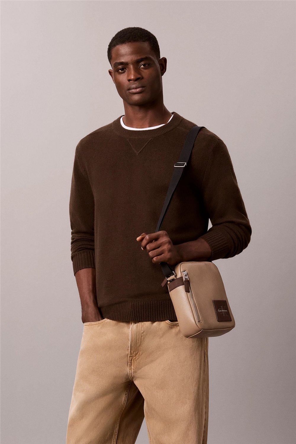 Calvin Klein Bold Pebble Ssnl Simple Erkek Reporter Çanta Kahverengi