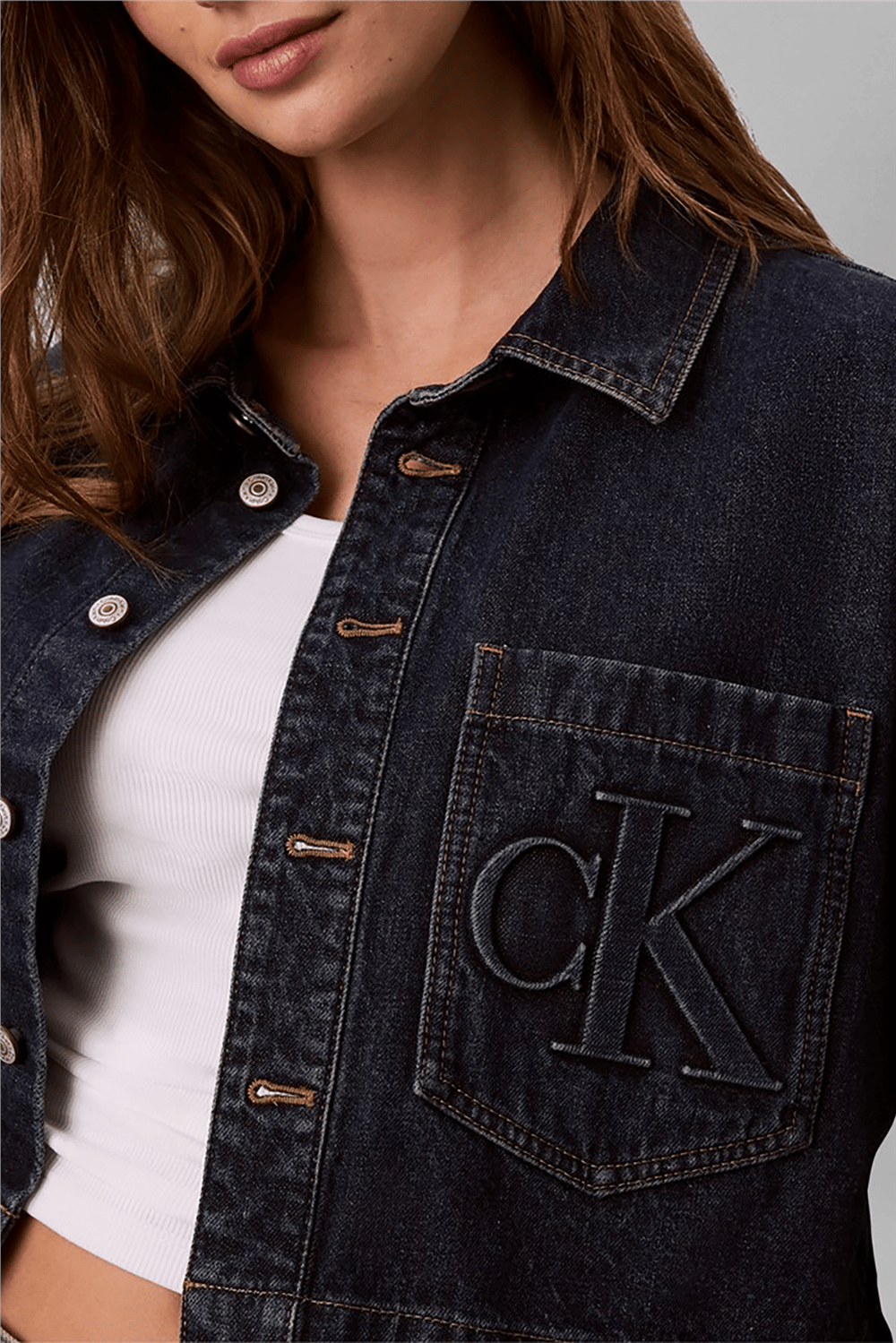 Calvin Klein Branded Crop Ls Shirt Autumn Dus Kadın Gömlek