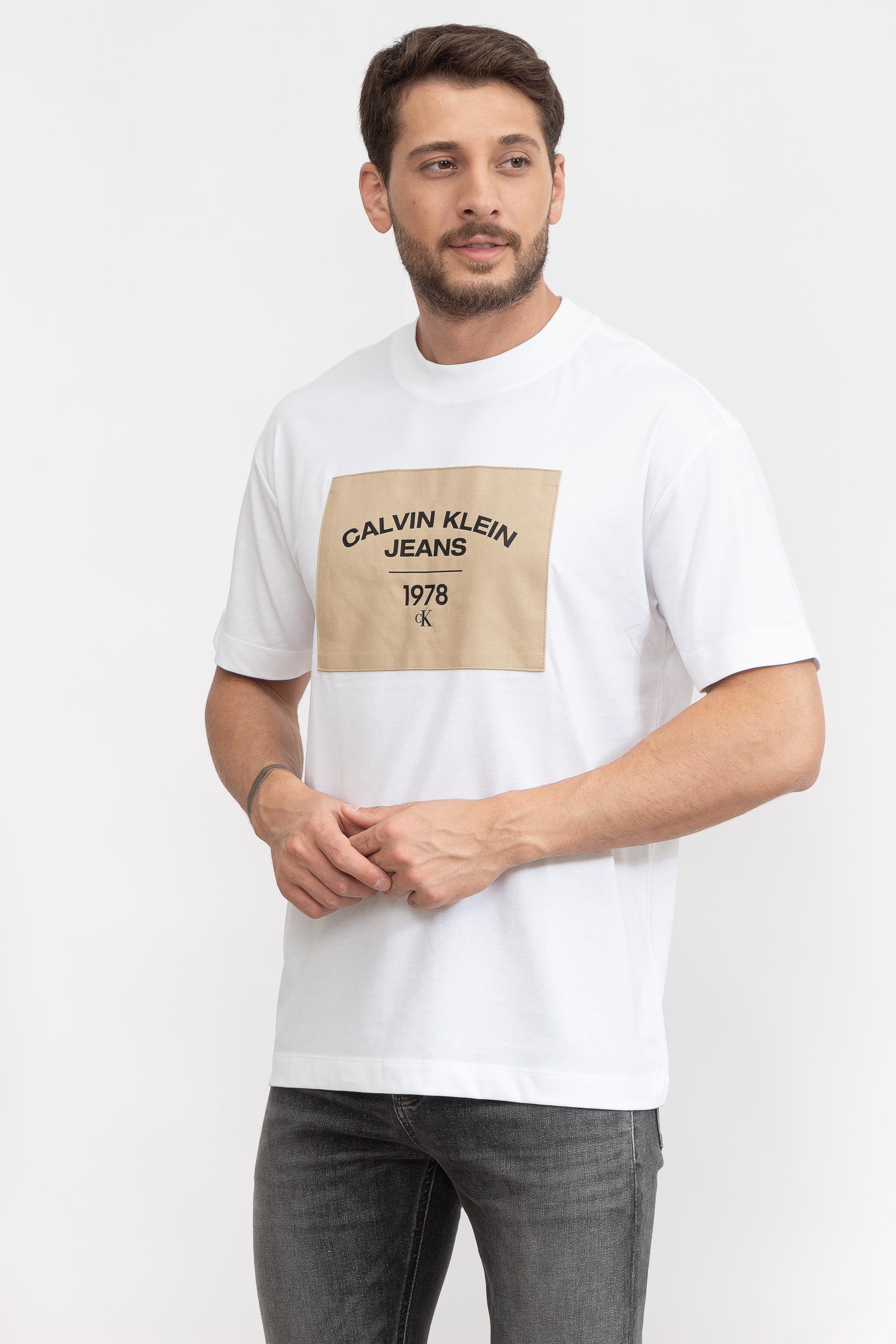Calvin Klein Canvas Curve Graphic Erkek Bisiklet Yaka T-Shirt