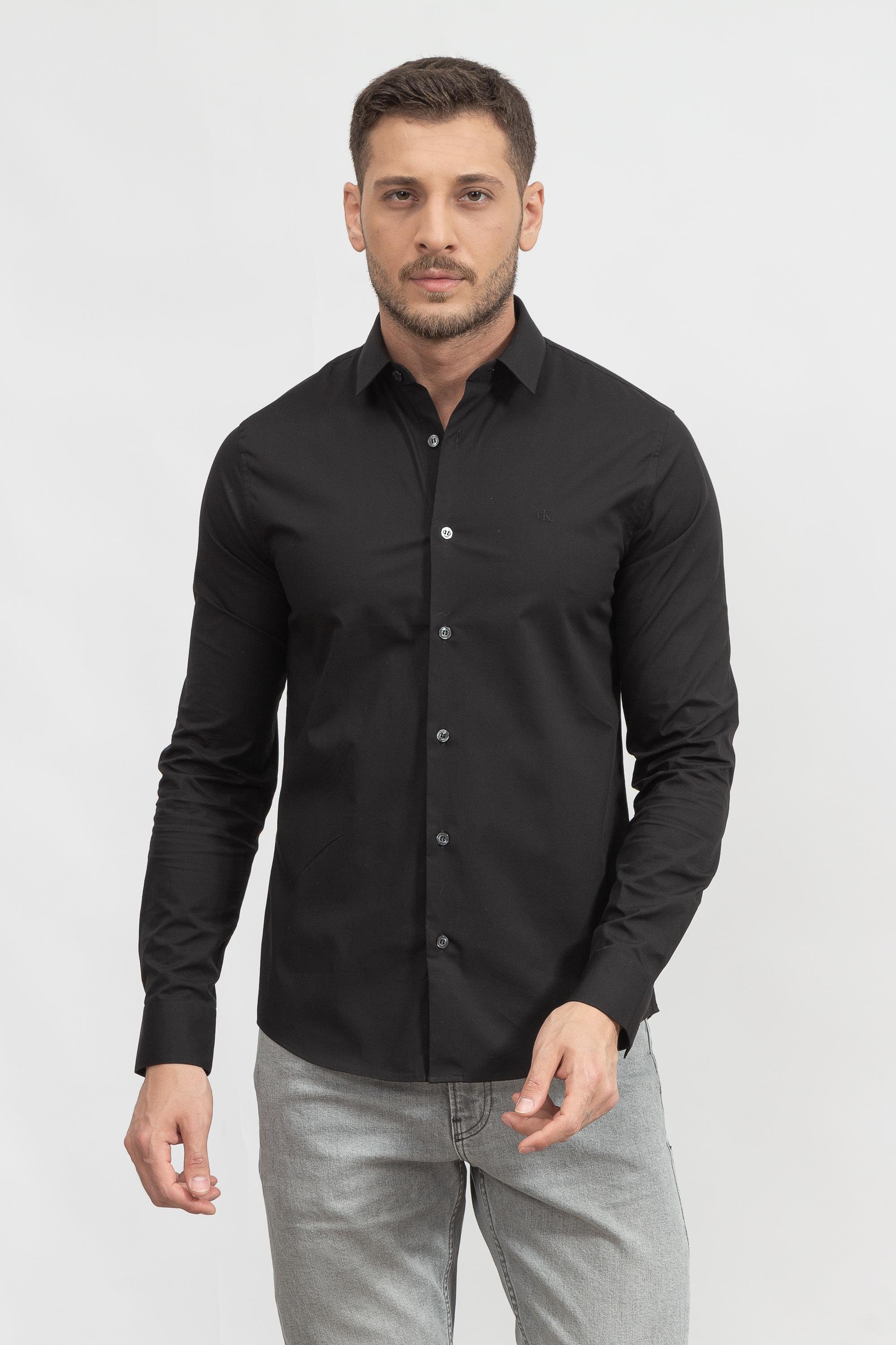 Calvin Klein Chest Logo Slim Stretch Erkek Gömlek