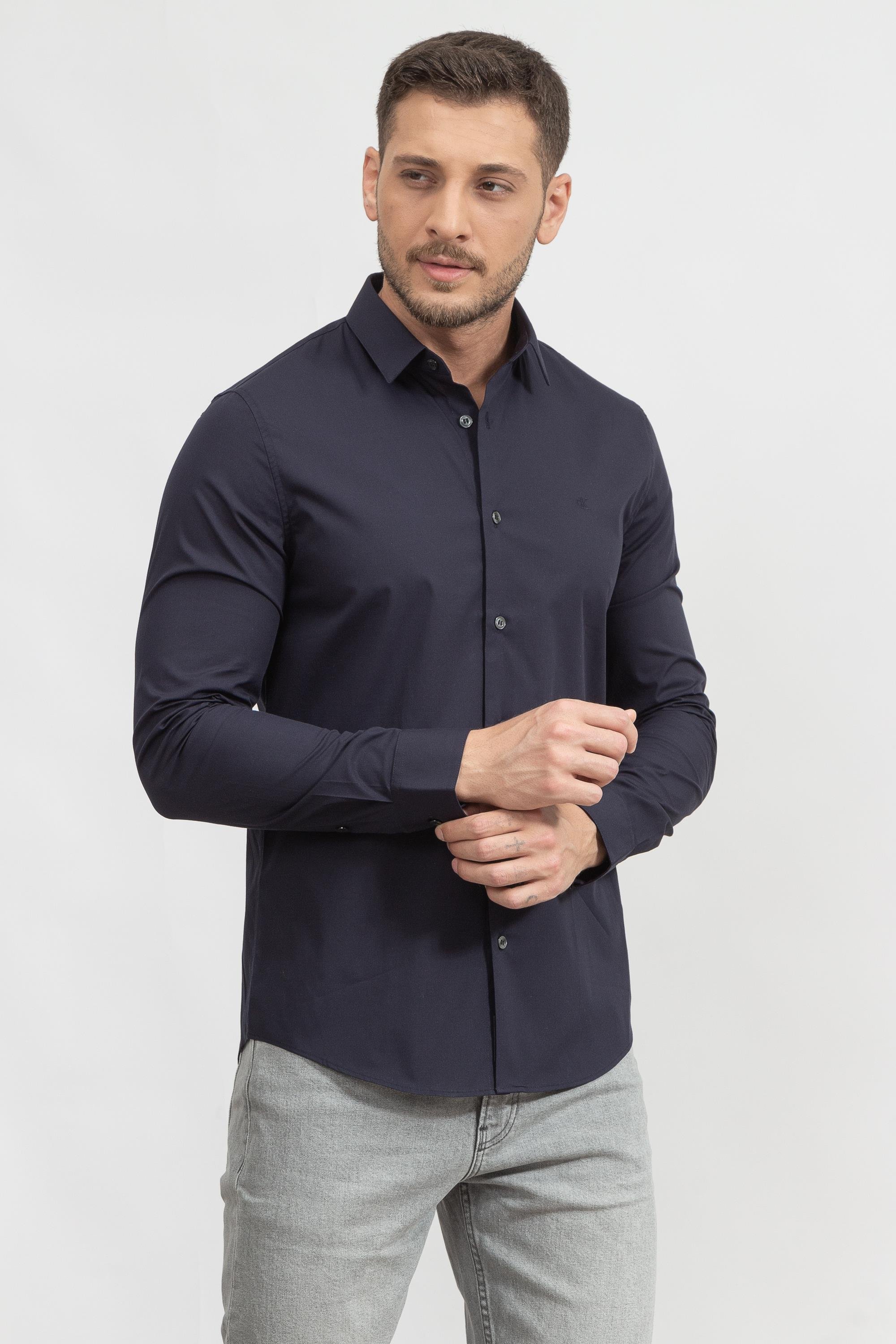 Calvin Klein Chest Logo Slim Stretch Erkek Gömlek