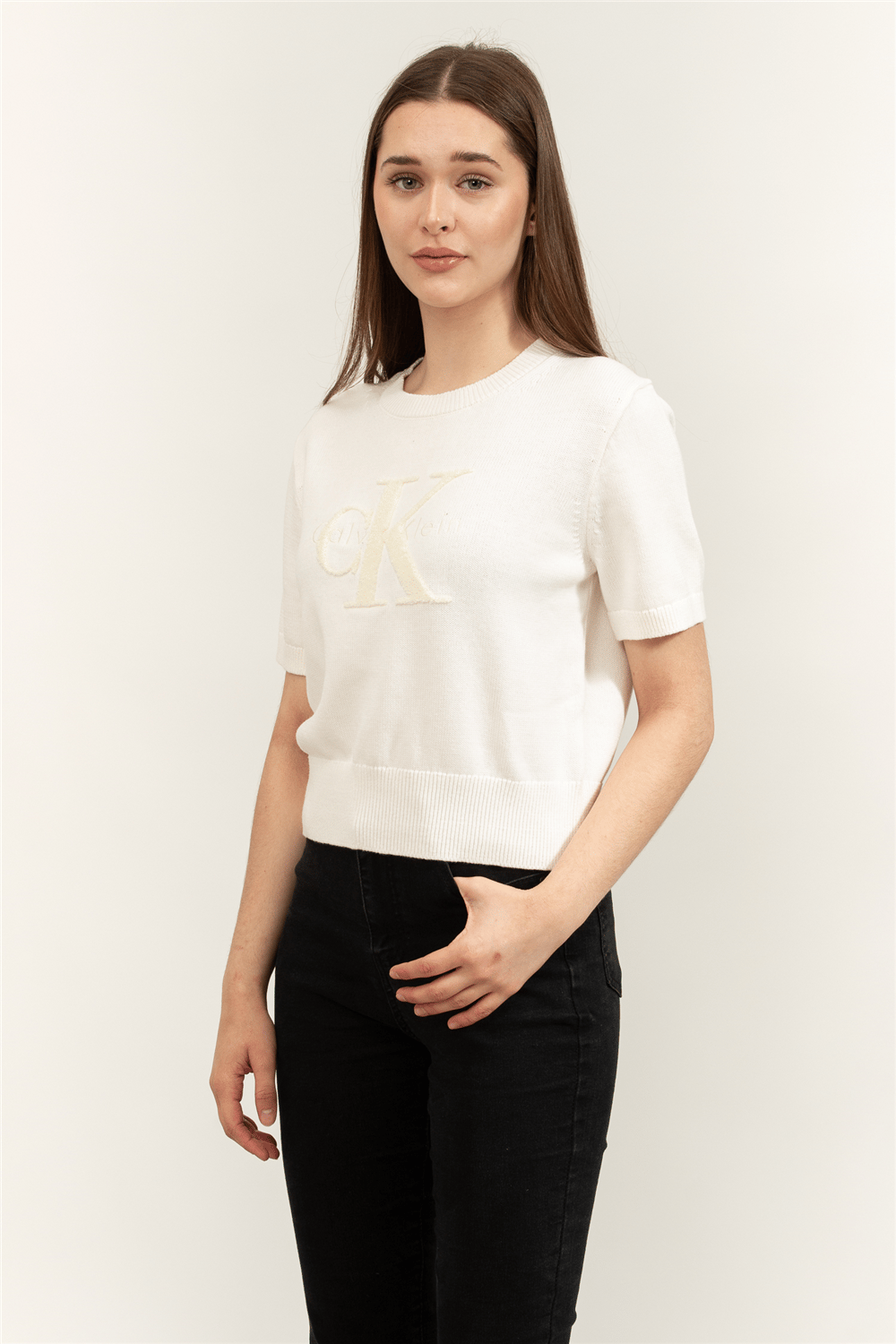 Calvin Klein Chunky Cotton Graphic Vest Kadın Triko