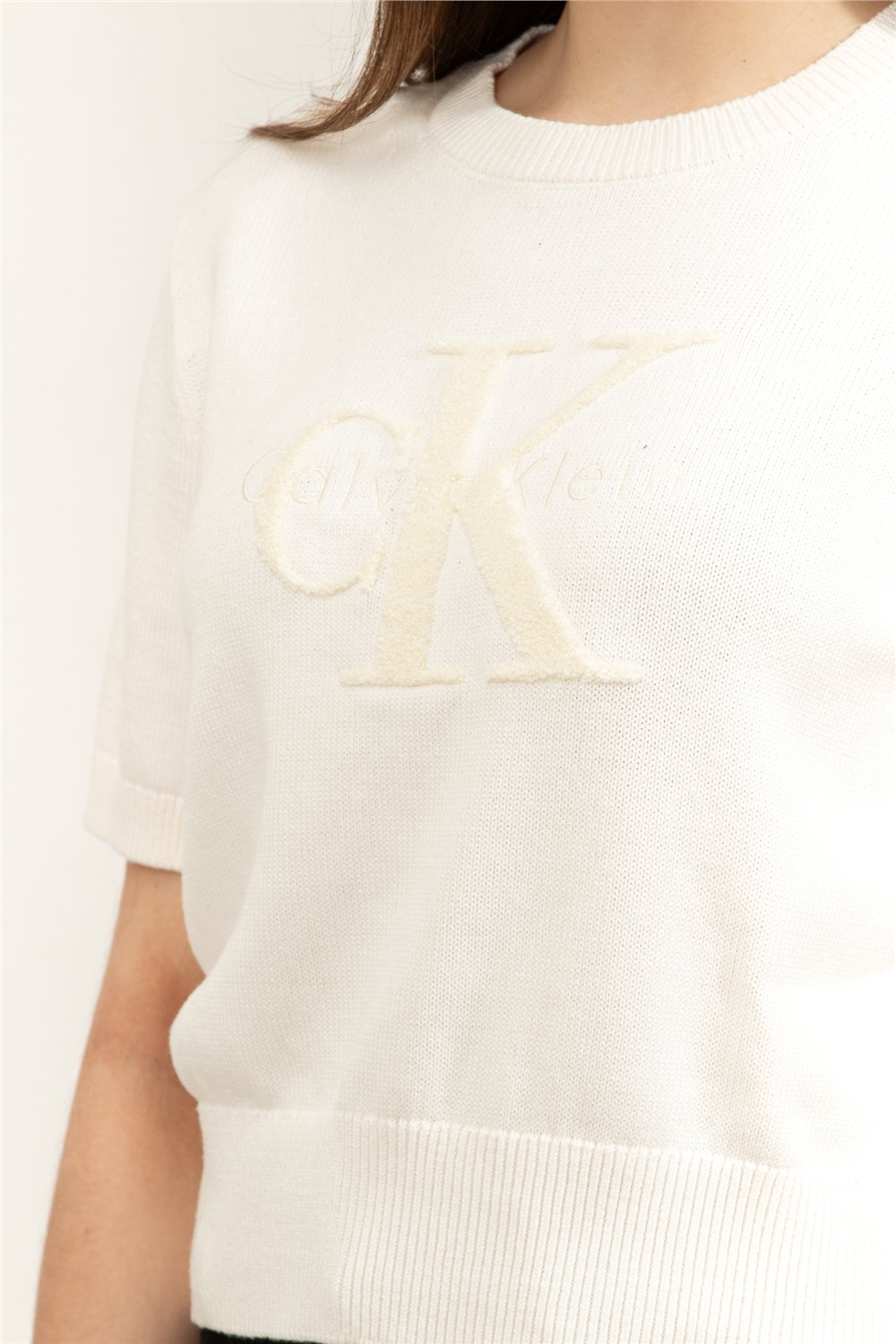 Calvin Klein Chunky Cotton Graphic Vest Kadın Triko