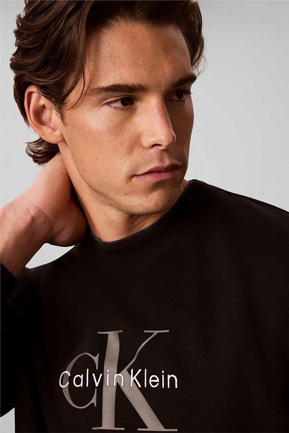 Calvin Klein Cl Ls 350Terry Mnlg Cn Swtshrt Erkek Bisiklet Yaka Sweatshirt Siyah