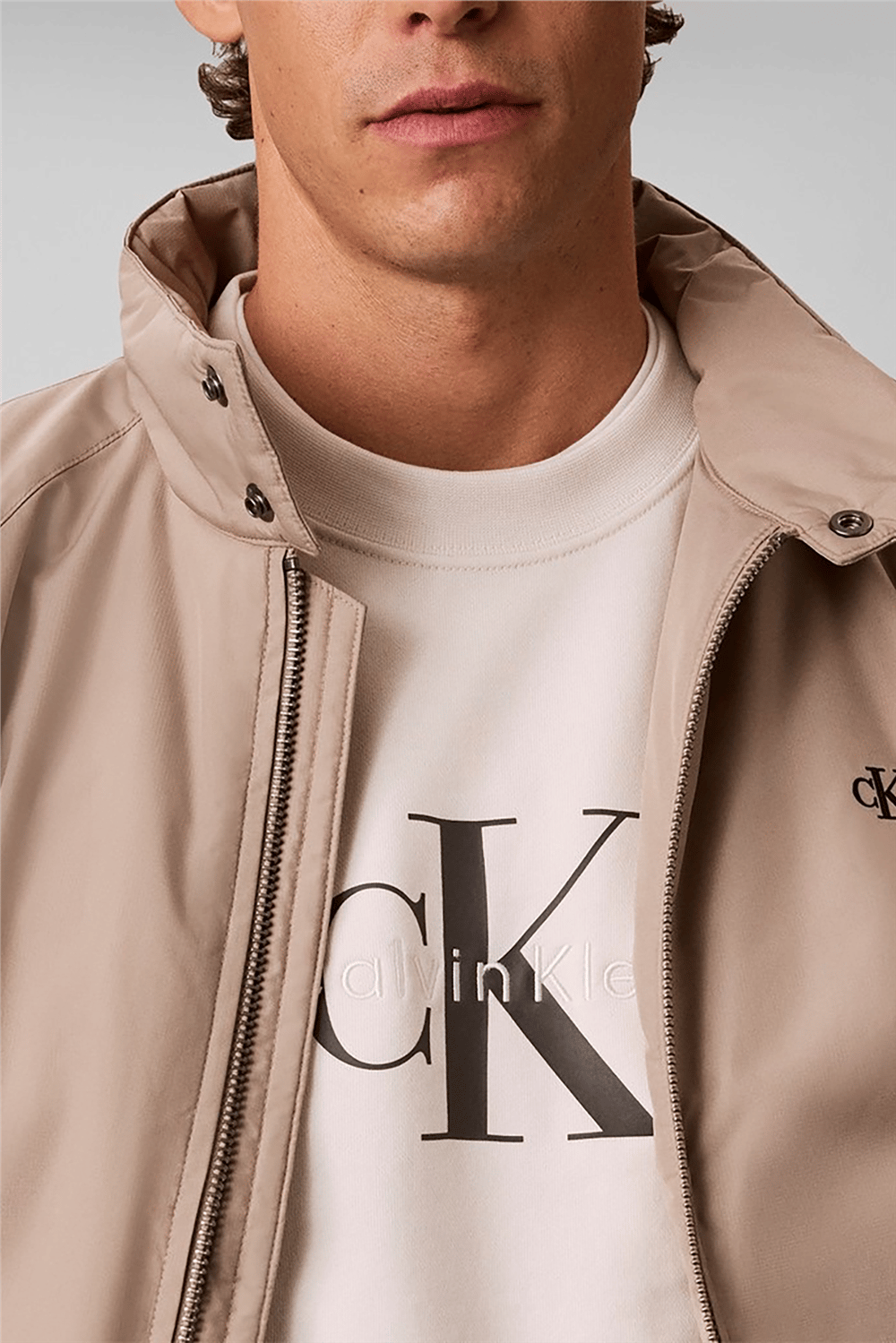 Calvin Klein Cl Ls 350Terry Mnlg Cn Swtshrt Erkek Bisiklet Yaka Sweatshirt Beyaz