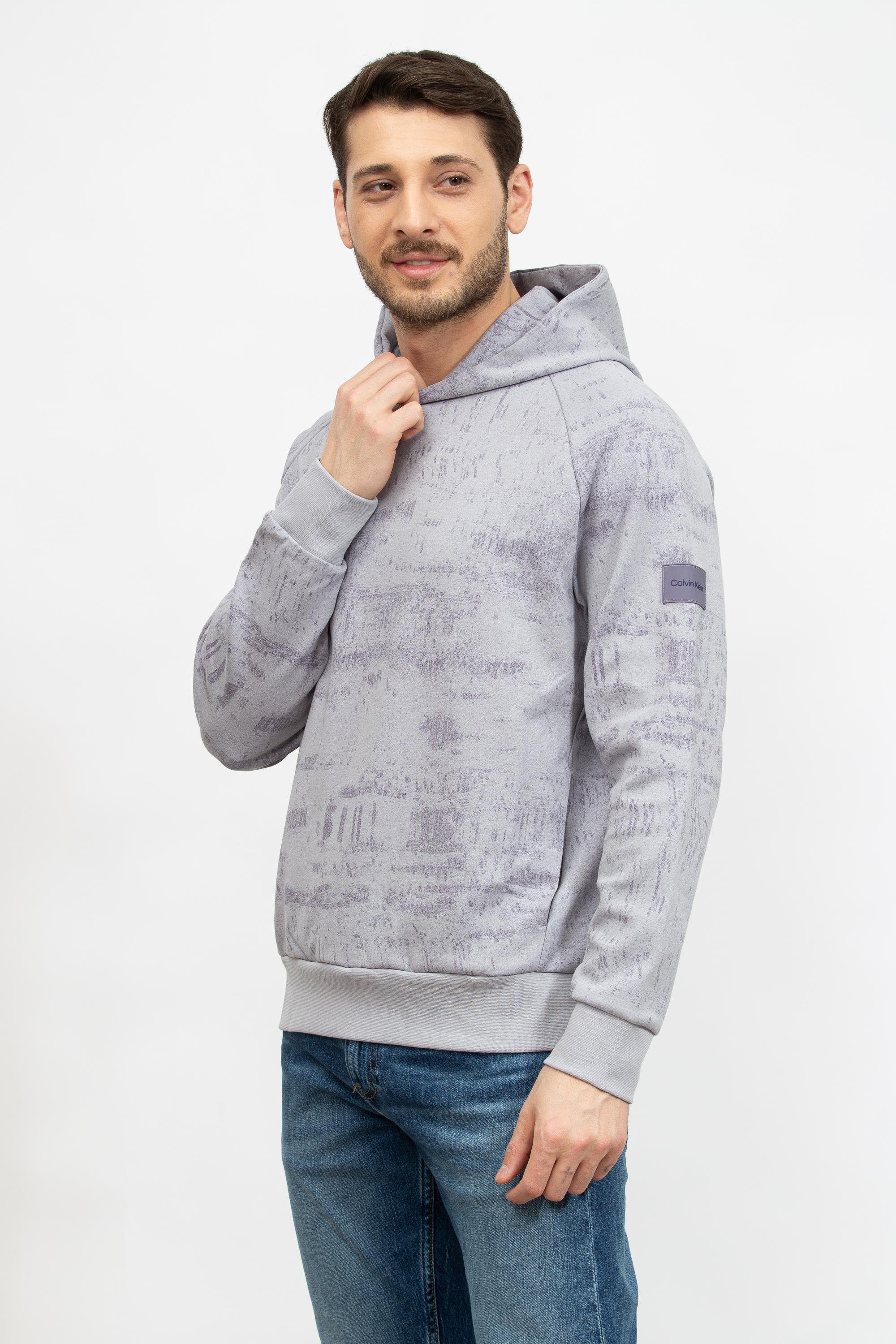 Calvin Klein Concrete Aop Comfort Hoodie Erkek Kapüşonlu Sweatshirt