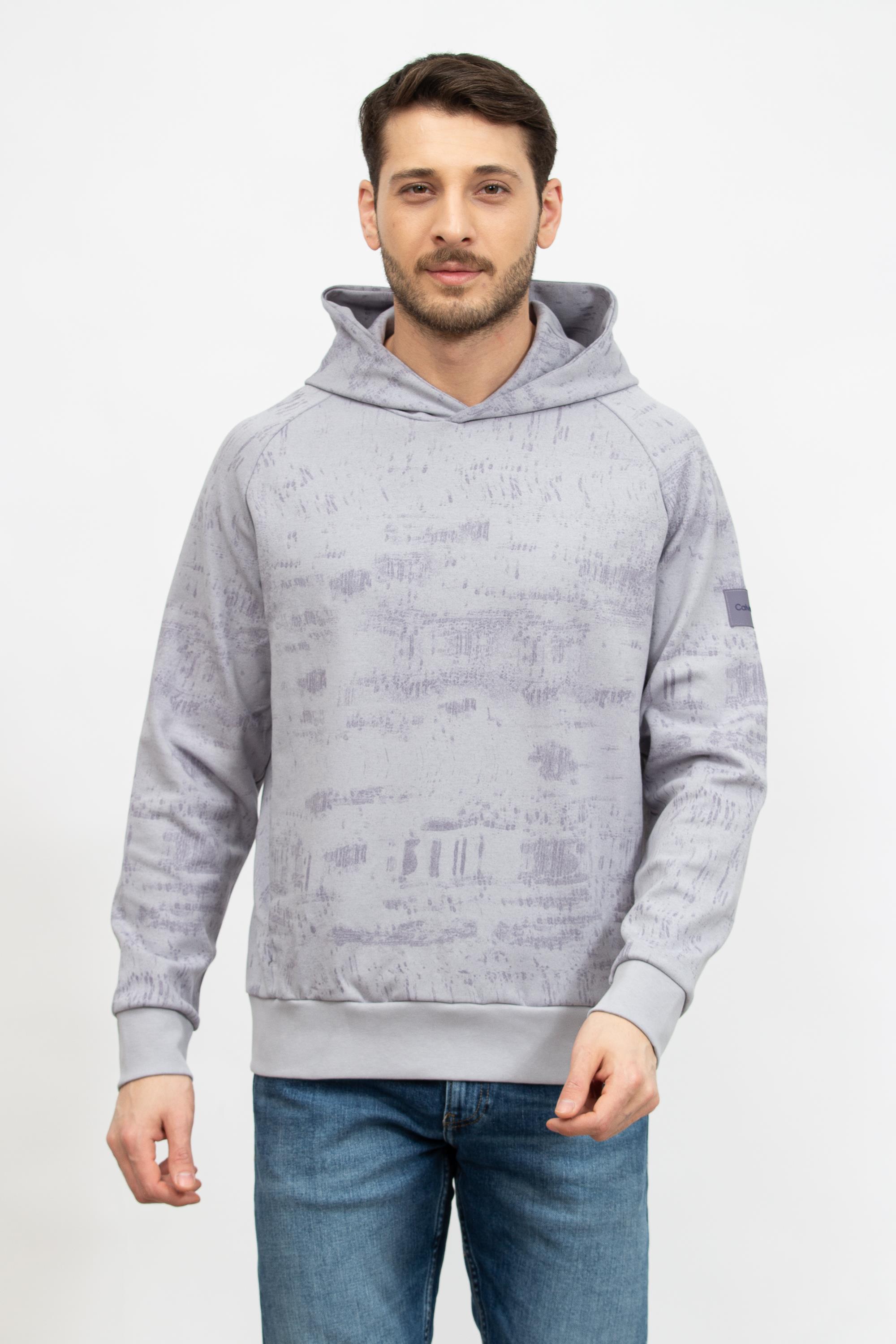 Calvin Klein Concrete Aop Comfort Hoodie Erkek Kapüşonlu Sweatshirt