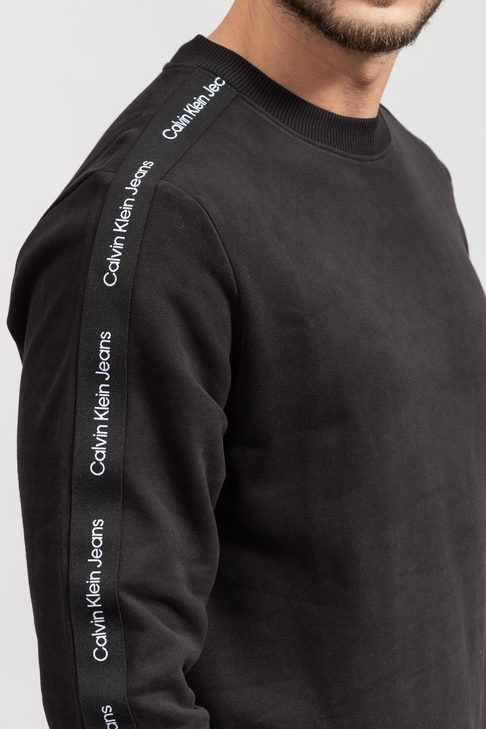 Calvin Klein Contrast Tape Crew Neck Erkek Bisiklet Yaka Sweatshirt