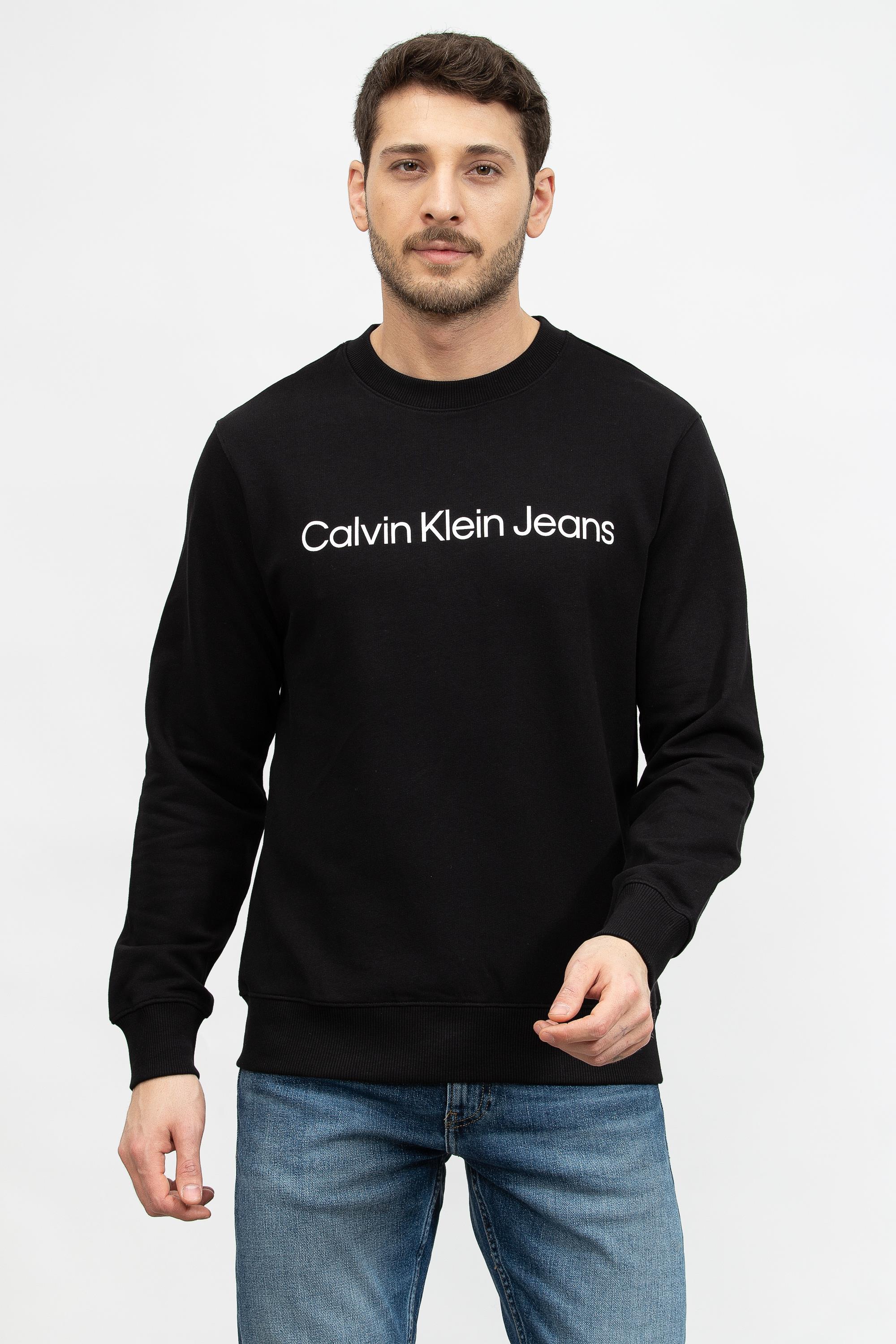 Calvin Klein Core Instit Logo Erkek Bisiklet Yaka Sweatshirt