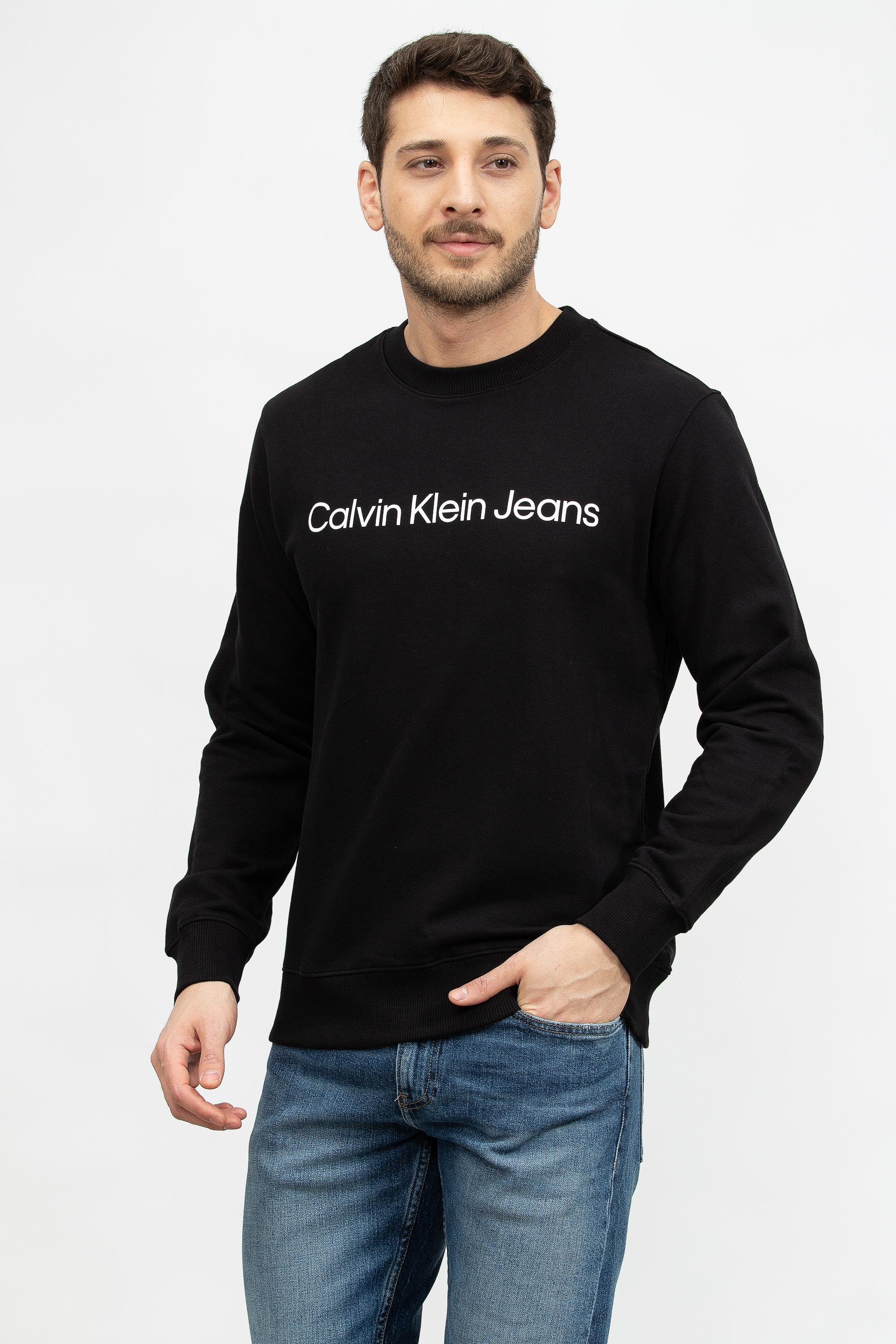 Calvin Klein Core Instit Logo Erkek Bisiklet Yaka Sweatshirt