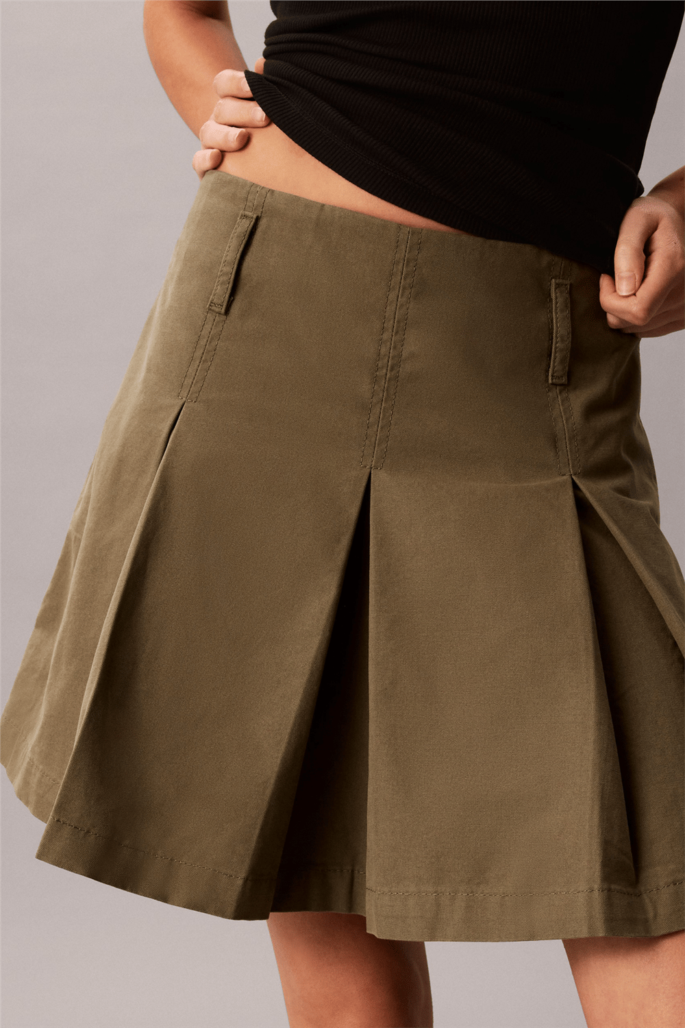 Calvin Klein Cotton Canvas Mini Skirt Kadın Etek Yeşil