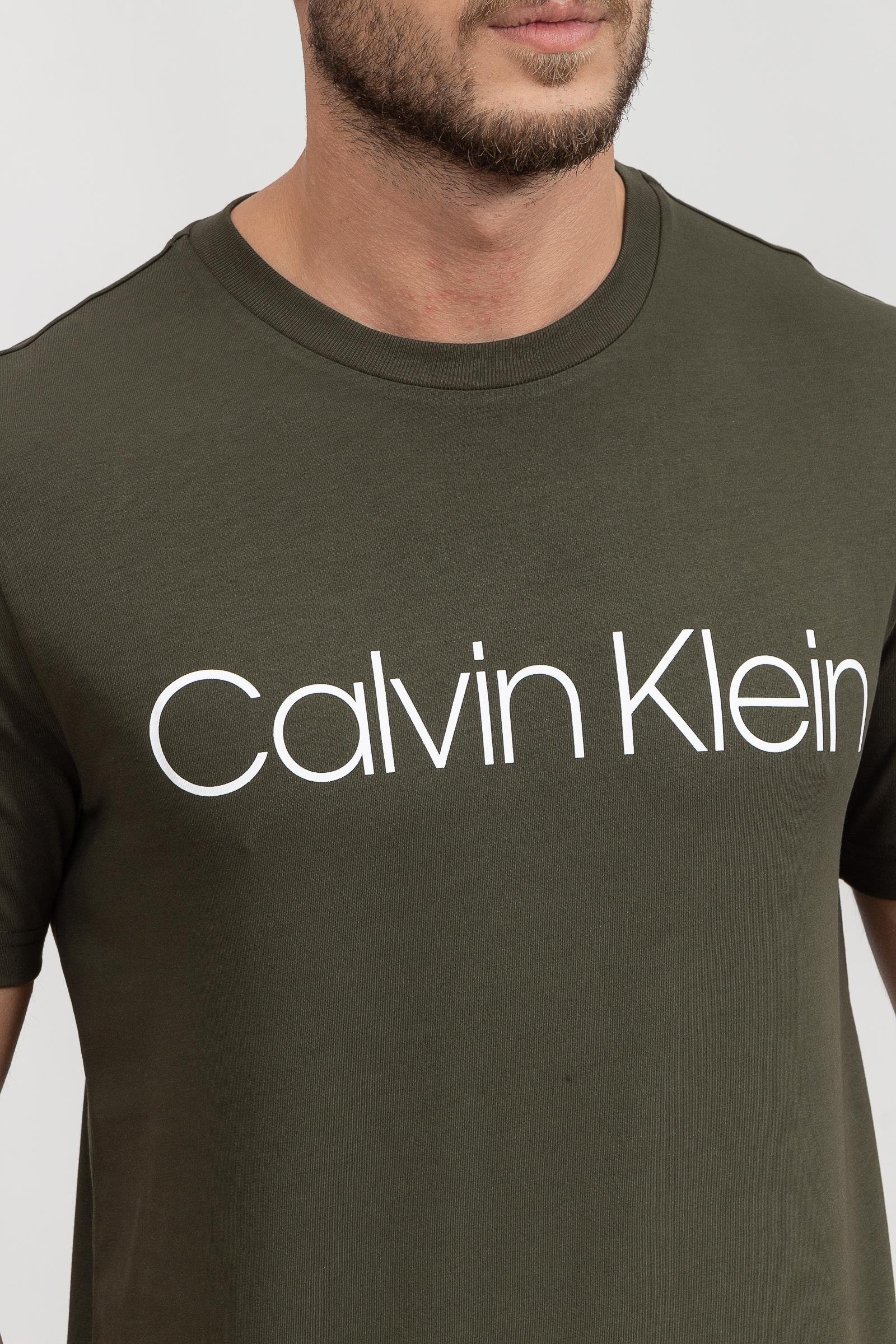 Calvin Klein Cotton Front Logo Erkek Bisiklet Yaka T-Shirt